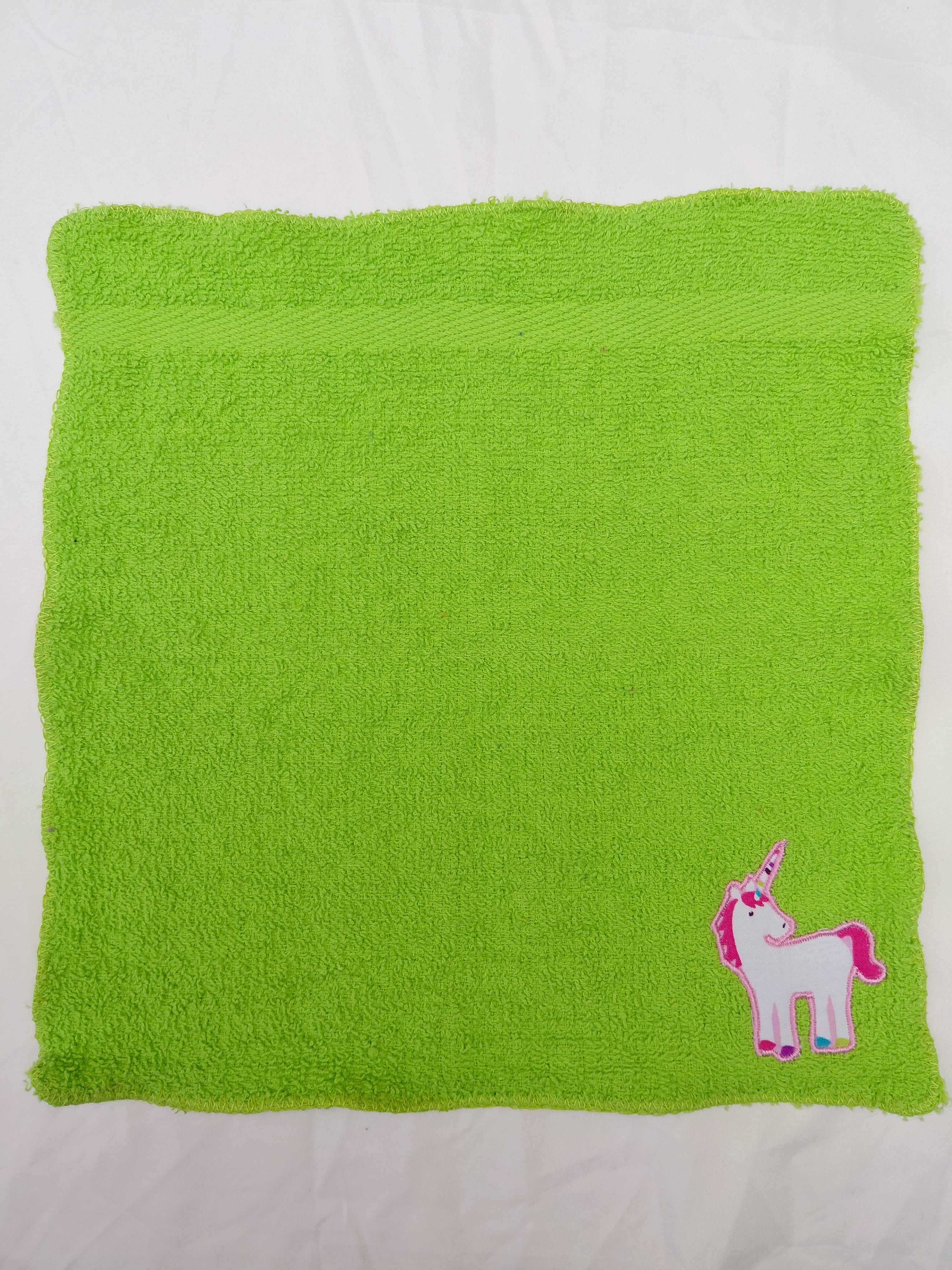 Unicorn Gift for Kids – Handcrafted Lime Green Washcloth, Unique Birthday Gift for Girls, Handmade Bath Accessory