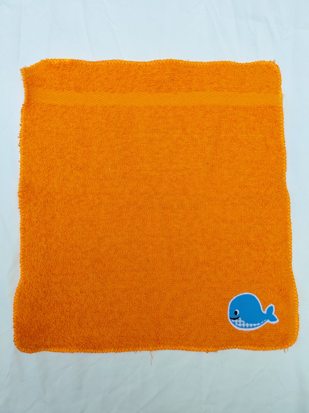 Whale Gift for Ocean Lovers – Handcrafted Bright Orange Washcloth, Unique Beach Gift for Kids, Handmade Bath Accessory