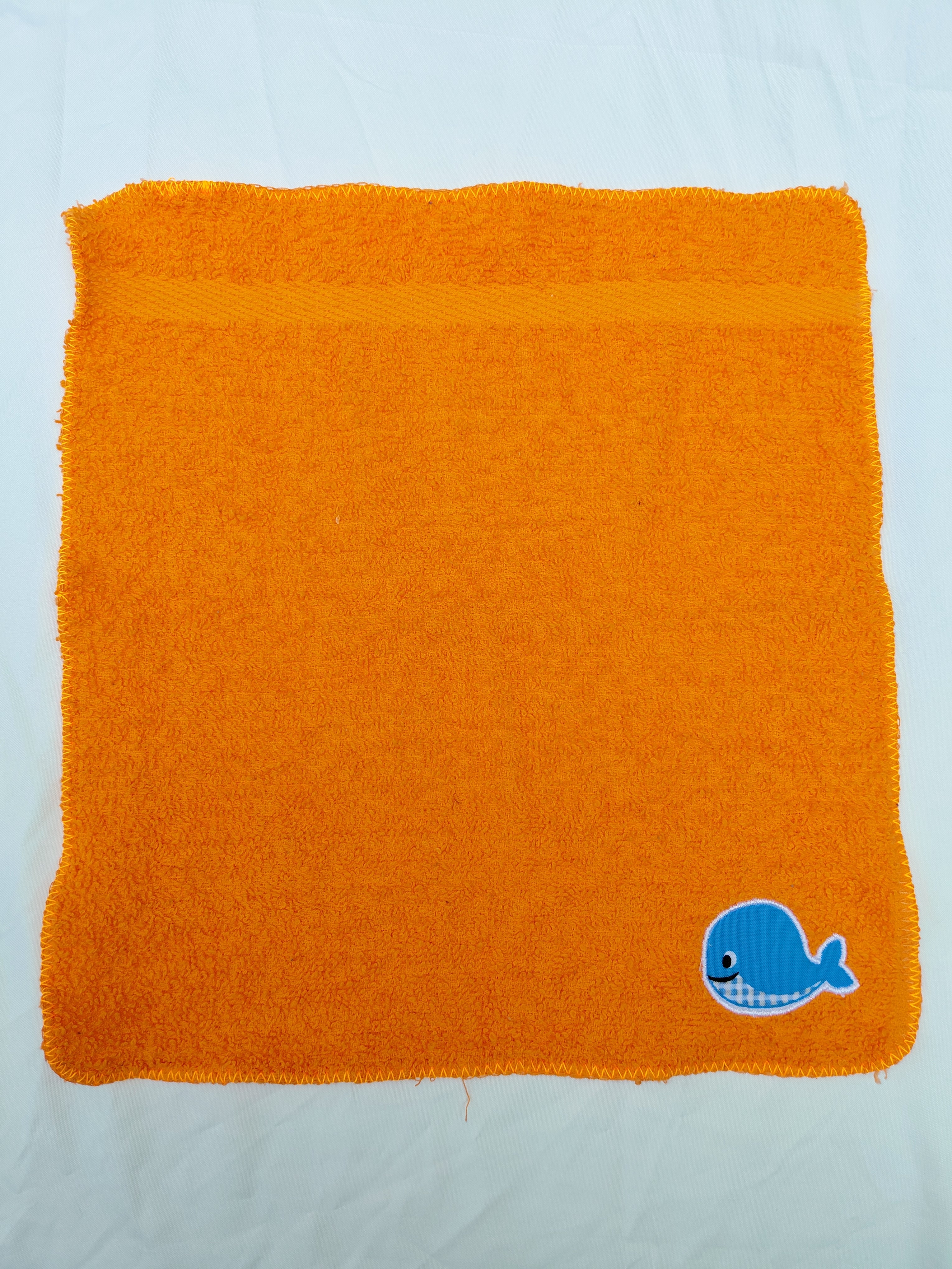 Whale Gift for Ocean Lovers – Handcrafted Bright Orange Washcloth, Unique Beach Gift for Kids, Handmade Bath Accessory