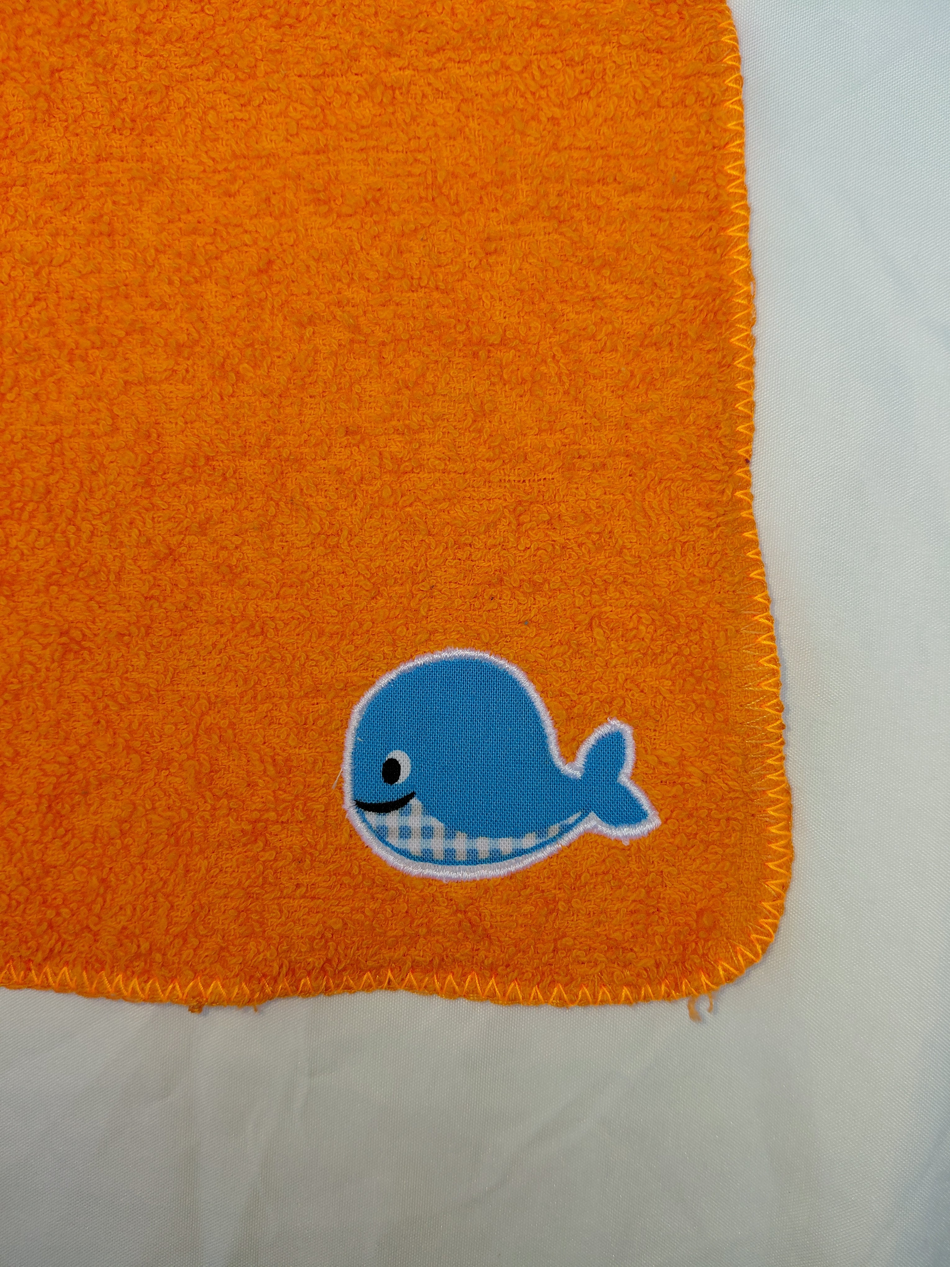 Whale Gift for Ocean Lovers – Handcrafted Bright Orange Washcloth, Unique Beach Gift for Kids, Handmade Bath Accessory