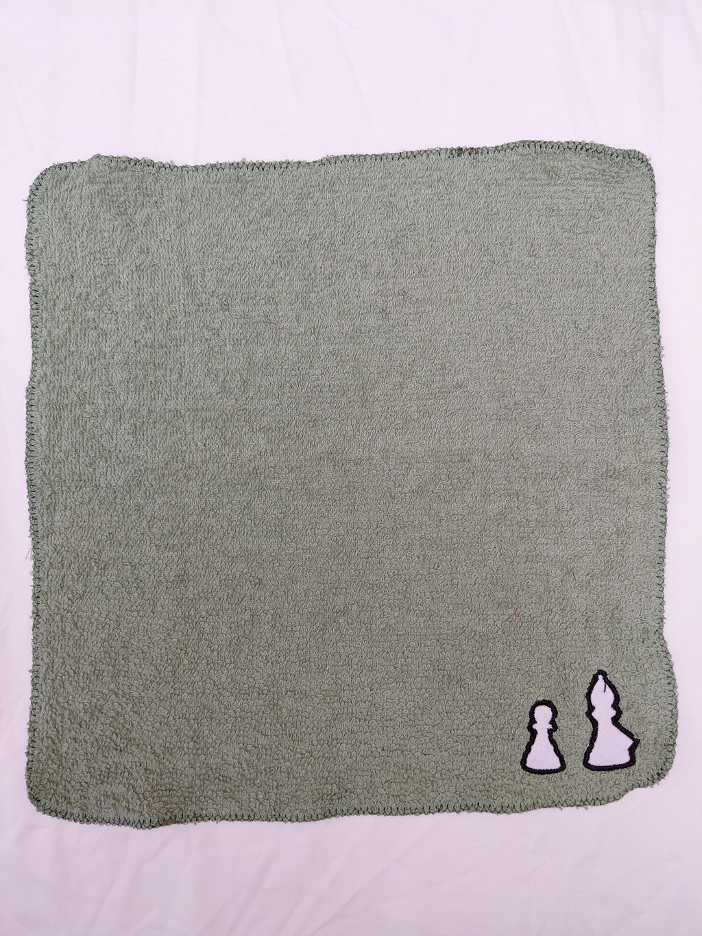 Chess Gift for Adults – Handcrafted Sage Green Washcloth, Unique Gift for Chess Players, Handmade Bath Accessory