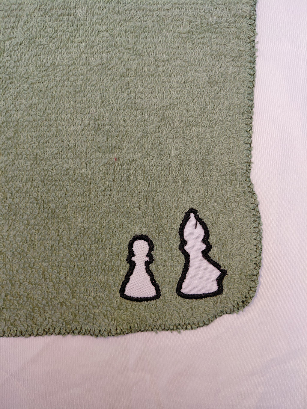 Chess Gift for Adults – Handcrafted Sage Green Washcloth, Unique Gift for Chess Players, Handmade Bath Accessory