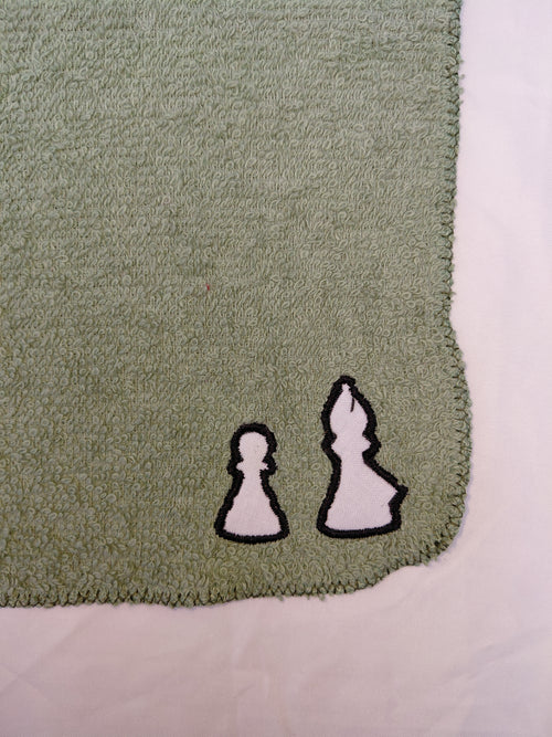 Chess Gift for Adults – Handcrafted Sage Green Washcloth, Unique Gift for Chess Players, Handmade Bath Accessory