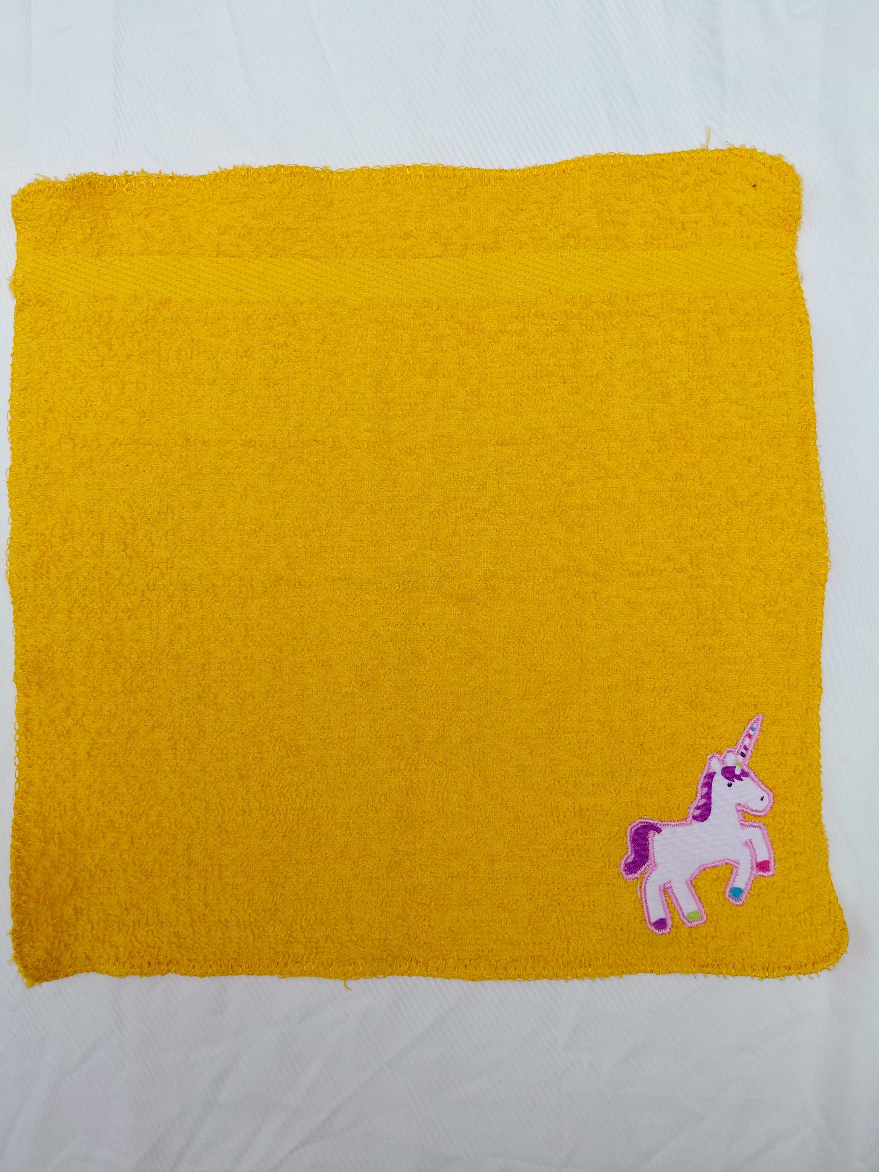 Unicorn Gift for Kids – Handcrafted Golden Yellow Washcloth, Unique Birthday Gift for Girls, Handmade Bath Accessory