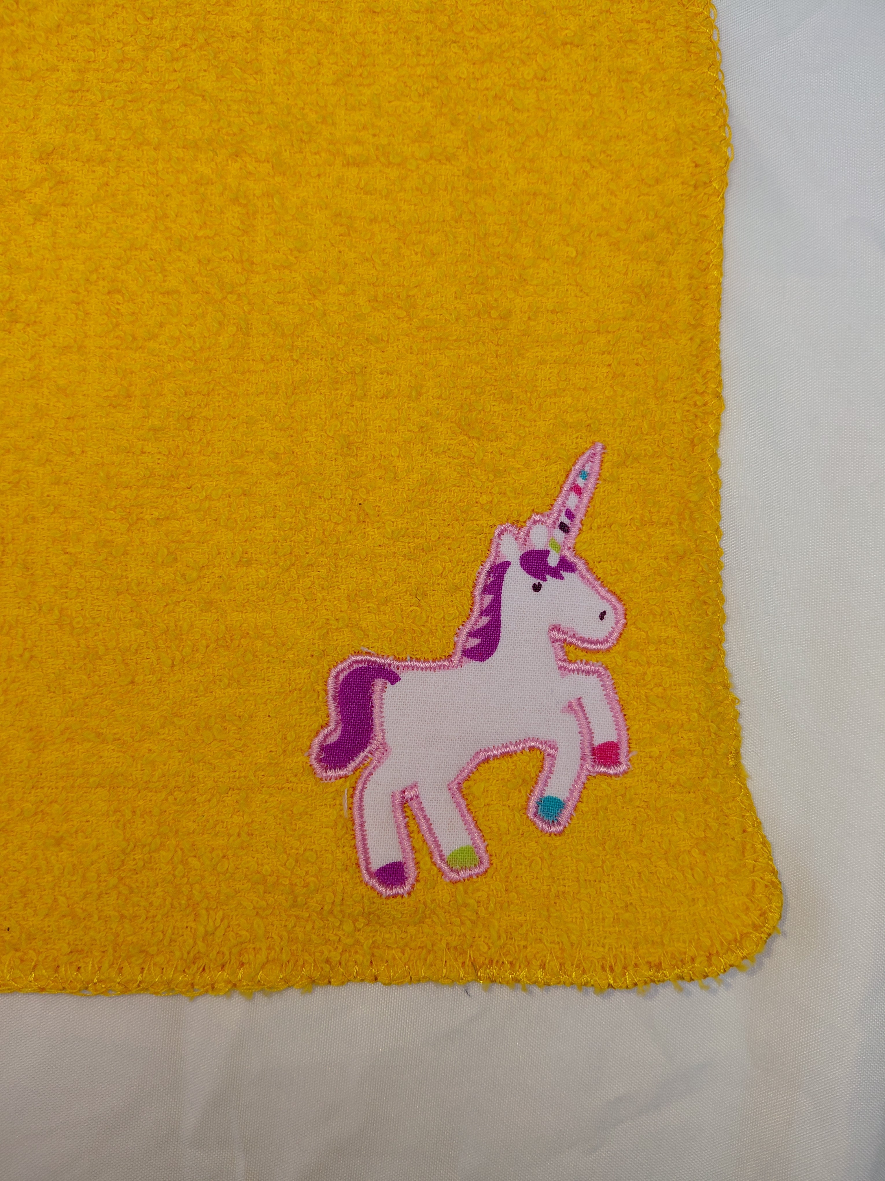 Unicorn Gift for Kids – Handcrafted Golden Yellow Washcloth, Unique Birthday Gift for Girls, Handmade Bath Accessory