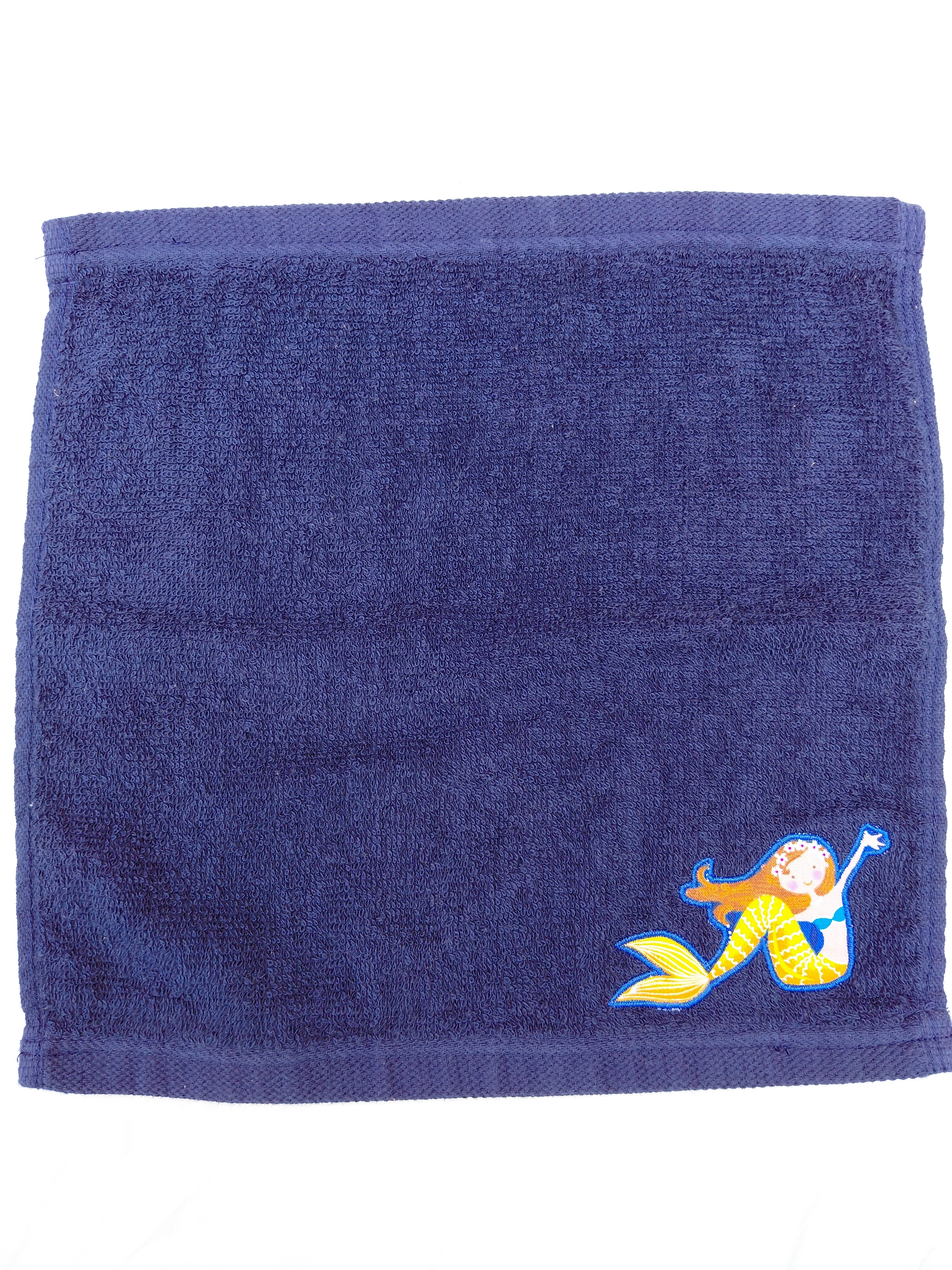 Mermaid Gift for Kids – Handcrafted Dark Blue Washcloth, Unique Birthday Gift for Girls, Handmade Bath Accessory