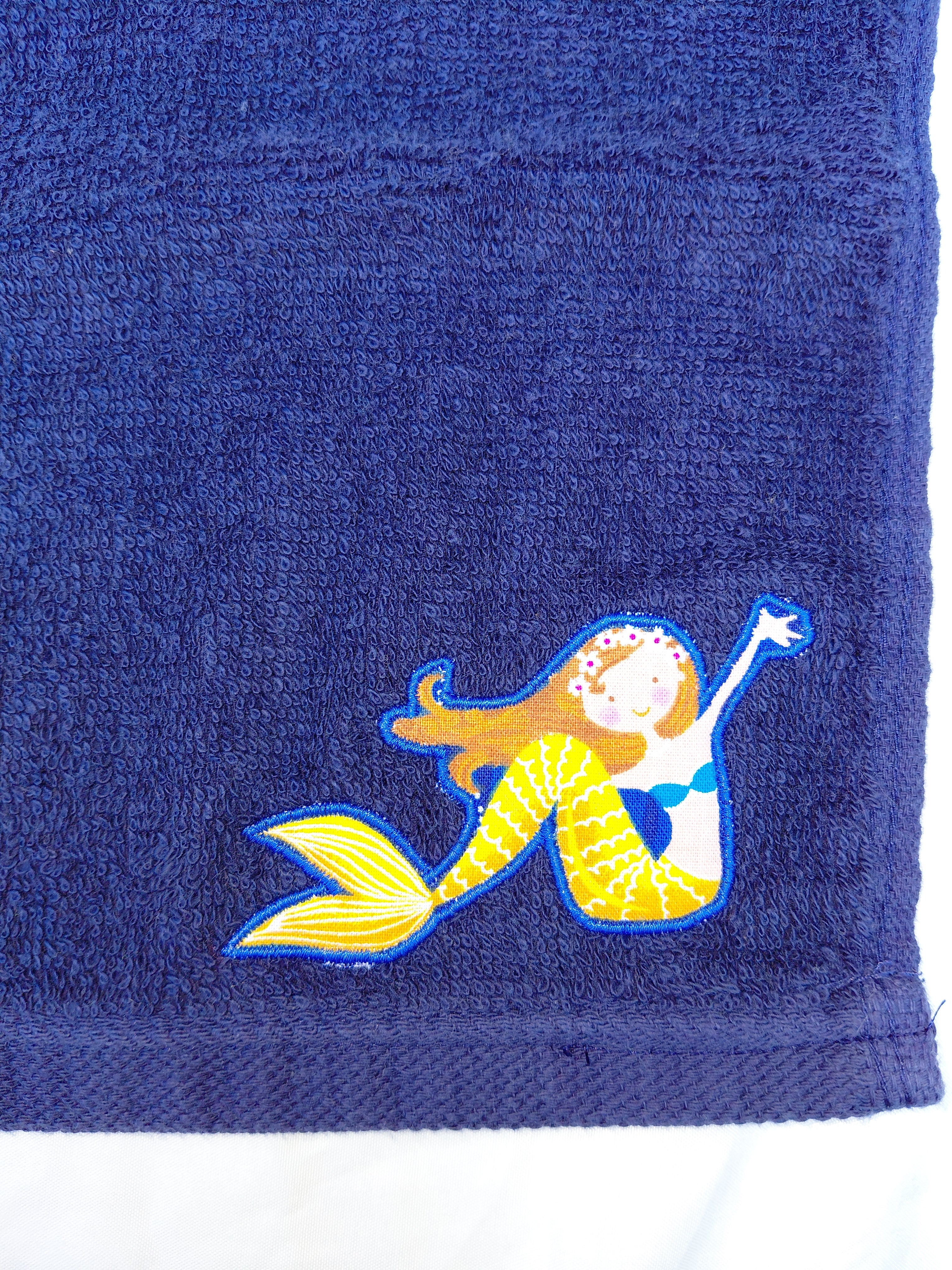 Mermaid Gift for Kids – Handcrafted Dark Blue Washcloth, Unique Birthday Gift for Girls, Handmade Bath Accessory