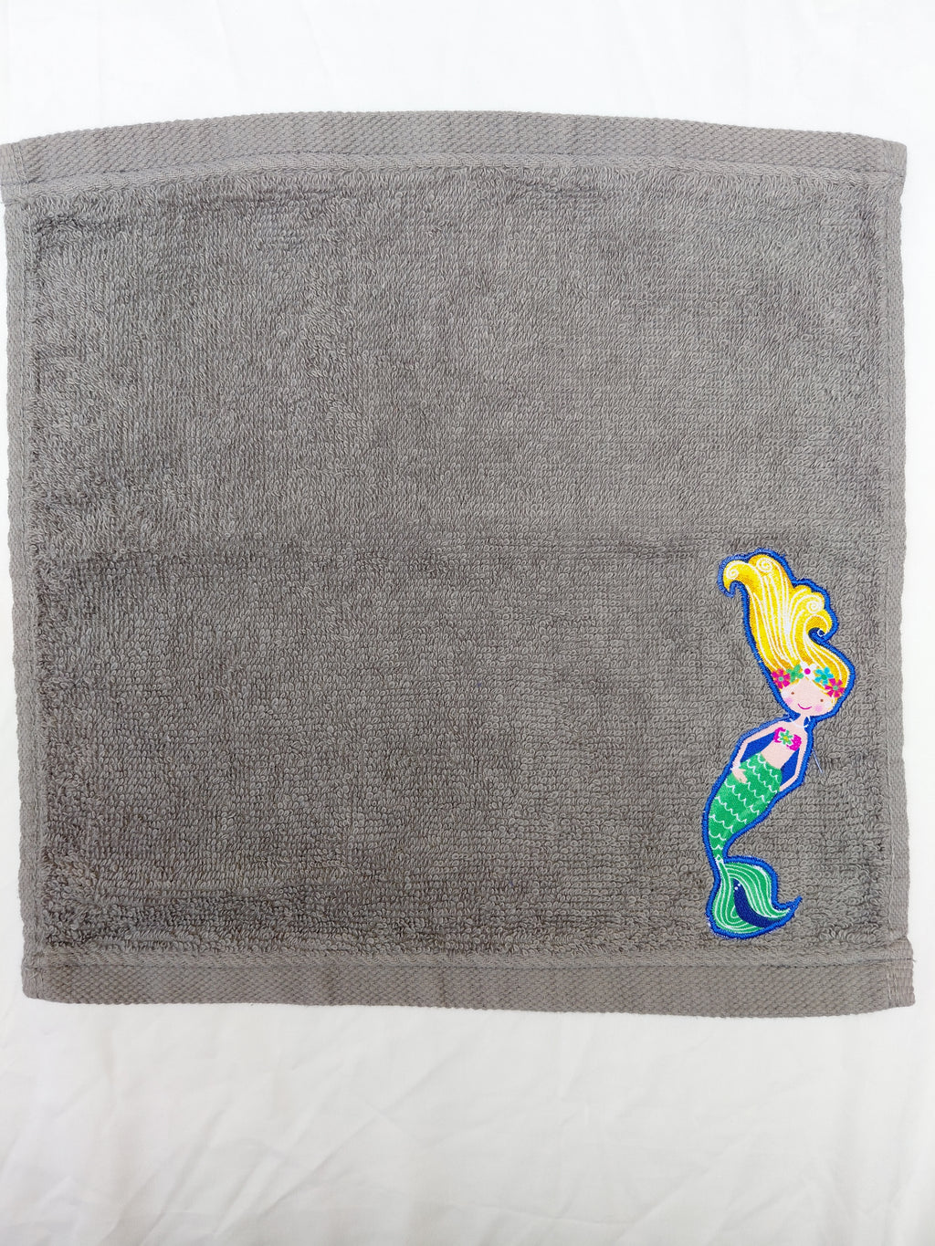 Mermaid Gift for Kids – Handcrafted Stormy Sky Gray Washcloth, Unique Birthday Gift for Girls, Handmade Bath Accessory