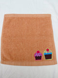 Cupcake Gift for Kids – Handcrafted Burnt Orange Washcloth, Unique Birthday Gift for Baking Lovers, Handmade Bath Accessory