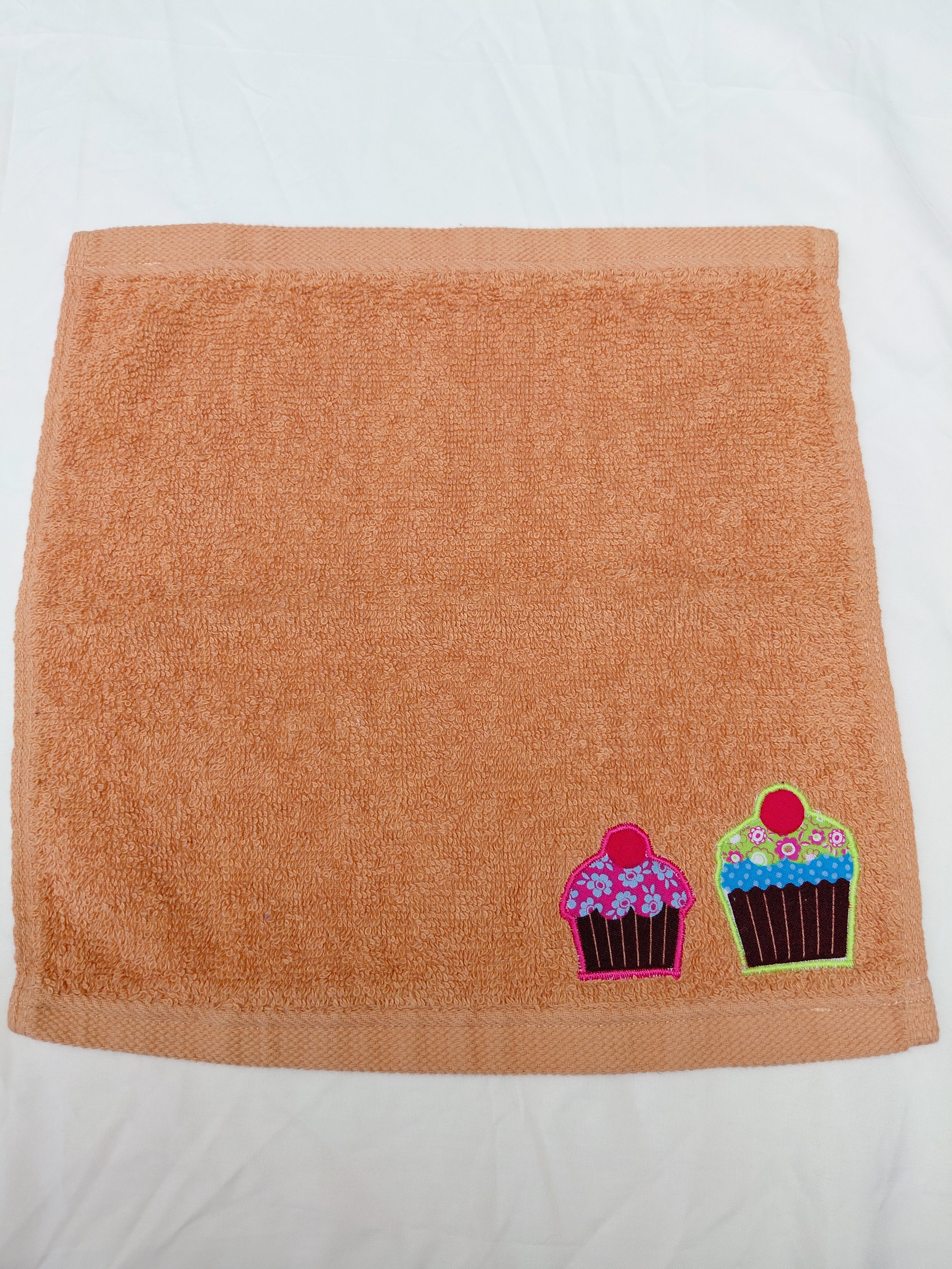 Cupcake Gift for Kids – Handcrafted Burnt Orange Washcloth, Unique Birthday Gift for Baking Lovers, Handmade Bath Accessory