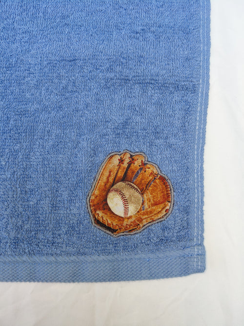 Baseball Gift for Players – Handcrafted Sky Blue Washcloth, Unique Gift for Baseball Fans, Handmade Bath Accessory