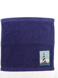 Lighthouse Gift for Ocean Lovers – Handcrafted Dark Blue Washcloth, Unique Coastal Gift, Handmade Bath Accessory