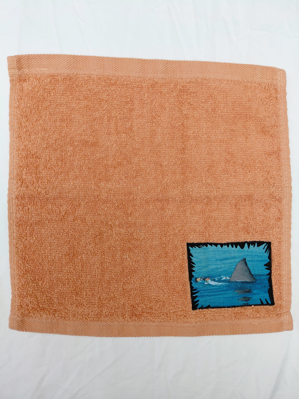 Shark Gift for Kids – Handcrafted Burnt Orange Washcloth, Unique Birthday Gift for Ocean Lovers, Handmade Bath Accessory