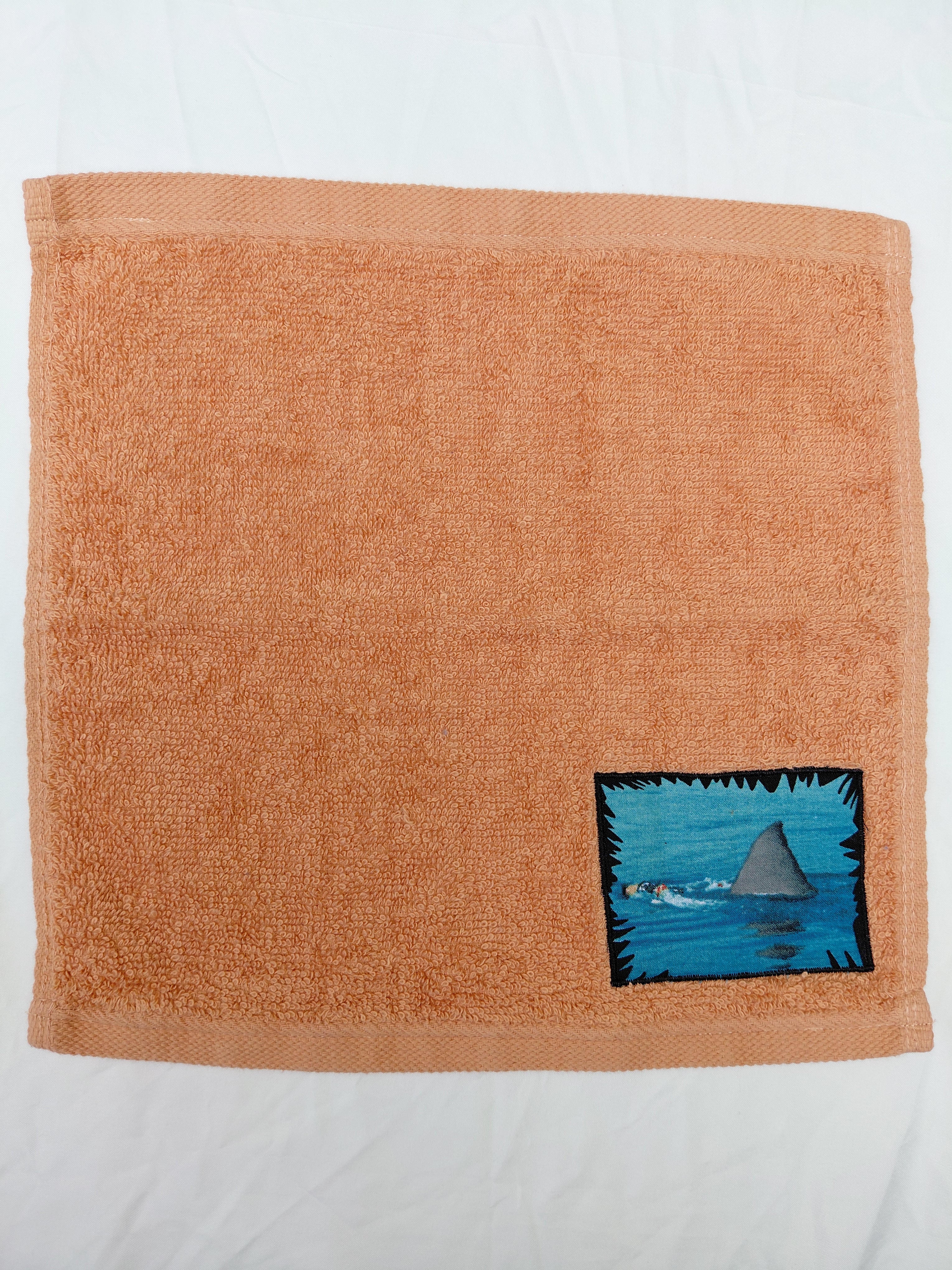 Shark Gift for Kids – Handcrafted Burnt Orange Washcloth, Unique Birthday Gift for Ocean Lovers, Handmade Bath Accessory