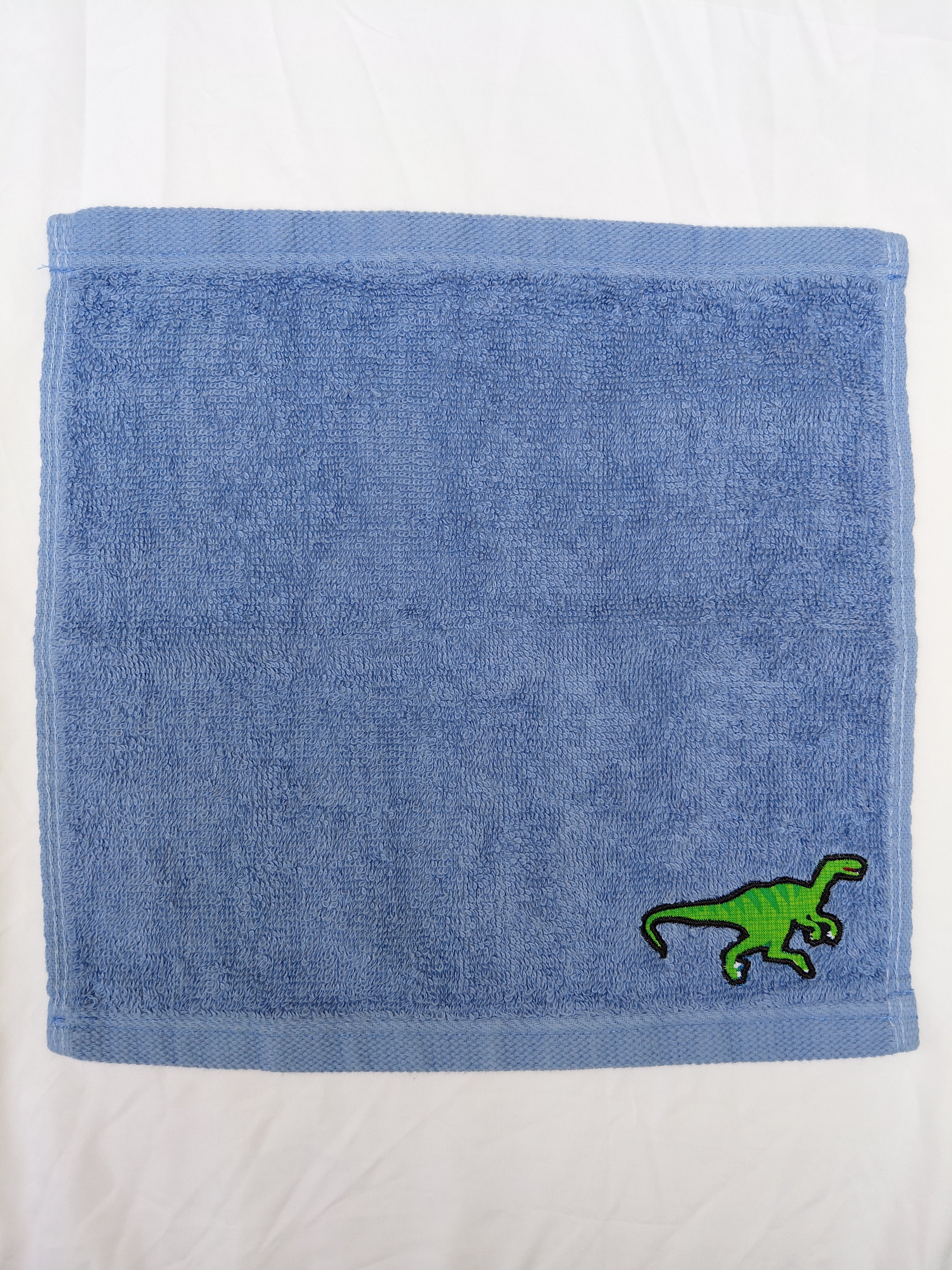 Dinosaur Gift for Kids – Handcrafted Sky Blue Washcloth, Unique Birthday Gift for Boys, Handmade Bath Accessory