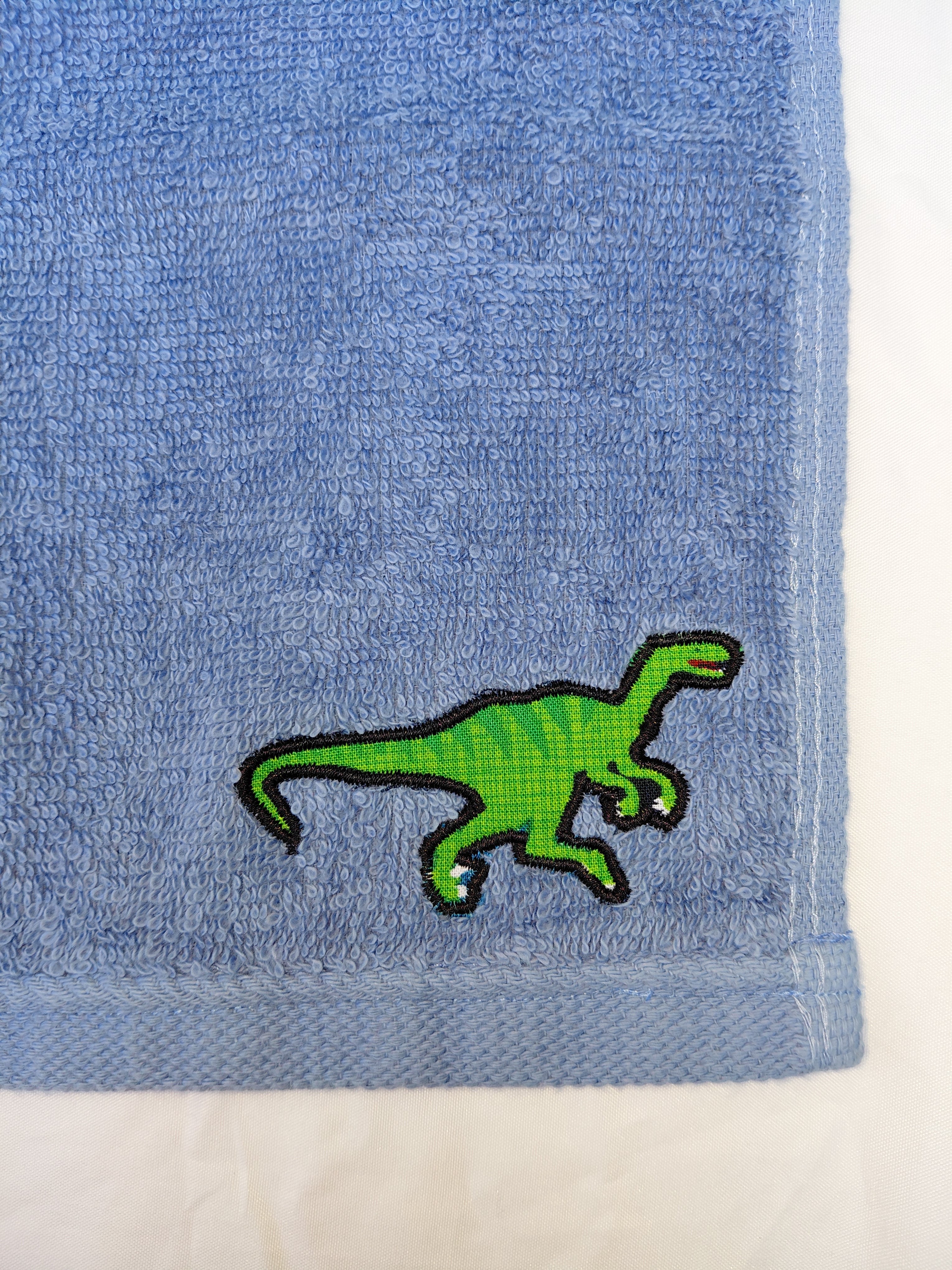 Dinosaur Gift for Kids – Handcrafted Sky Blue Washcloth, Unique Birthday Gift for Boys, Handmade Bath Accessory