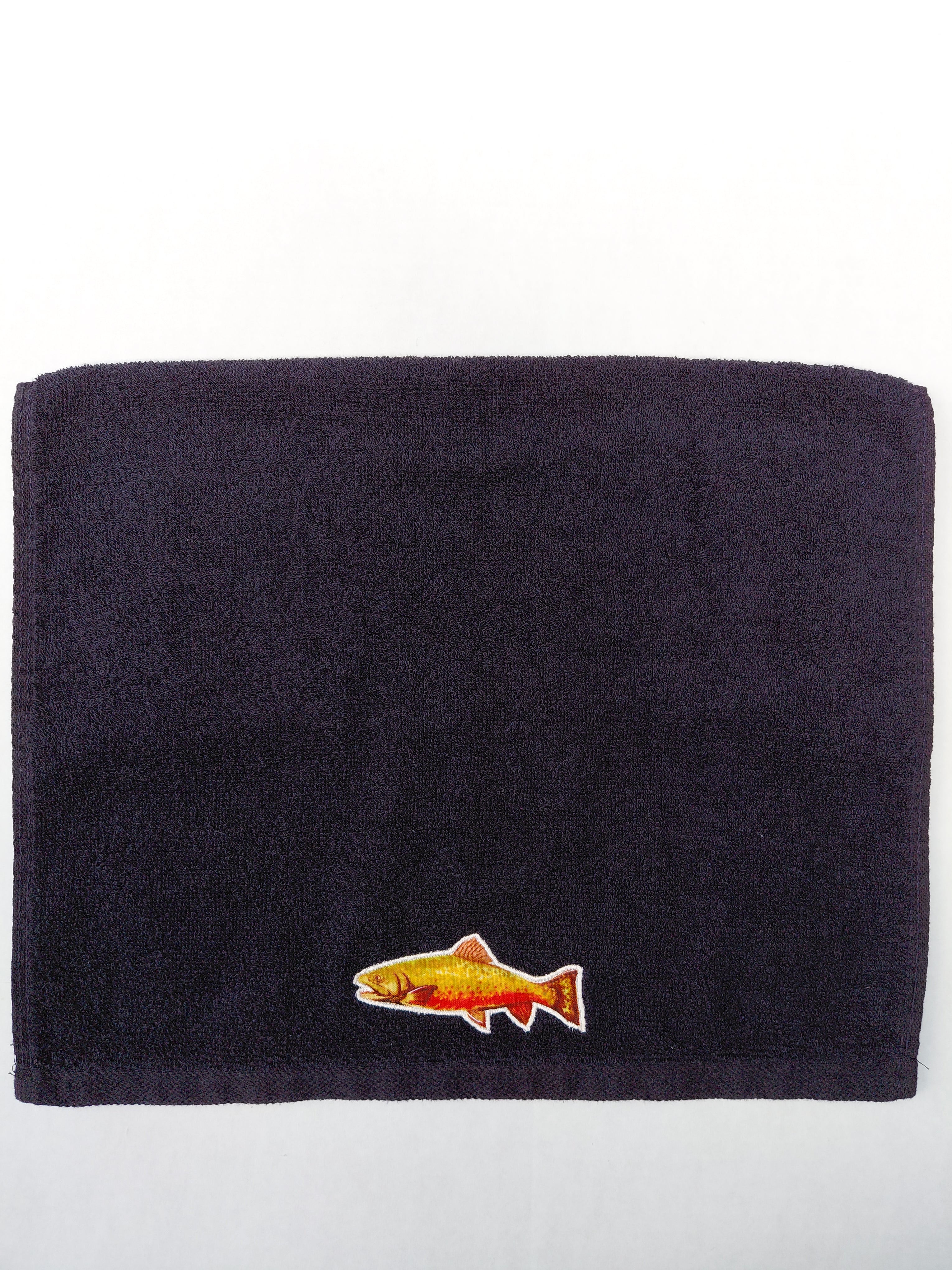 Fishing Gift for Dad – Handcrafted Black Hand Towel, Unique Gift for Fishermen, Handmade Bath Accessory