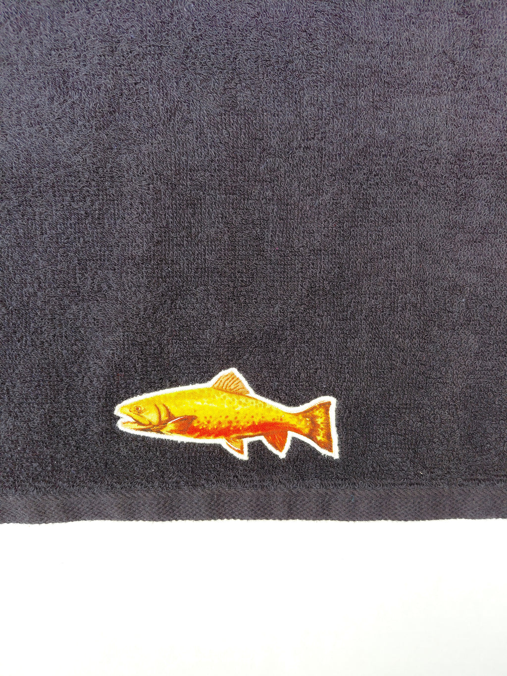 Fishing Gift for Dad – Handcrafted Black Hand Towel, Unique Gift for Fishermen, Handmade Bath Accessory