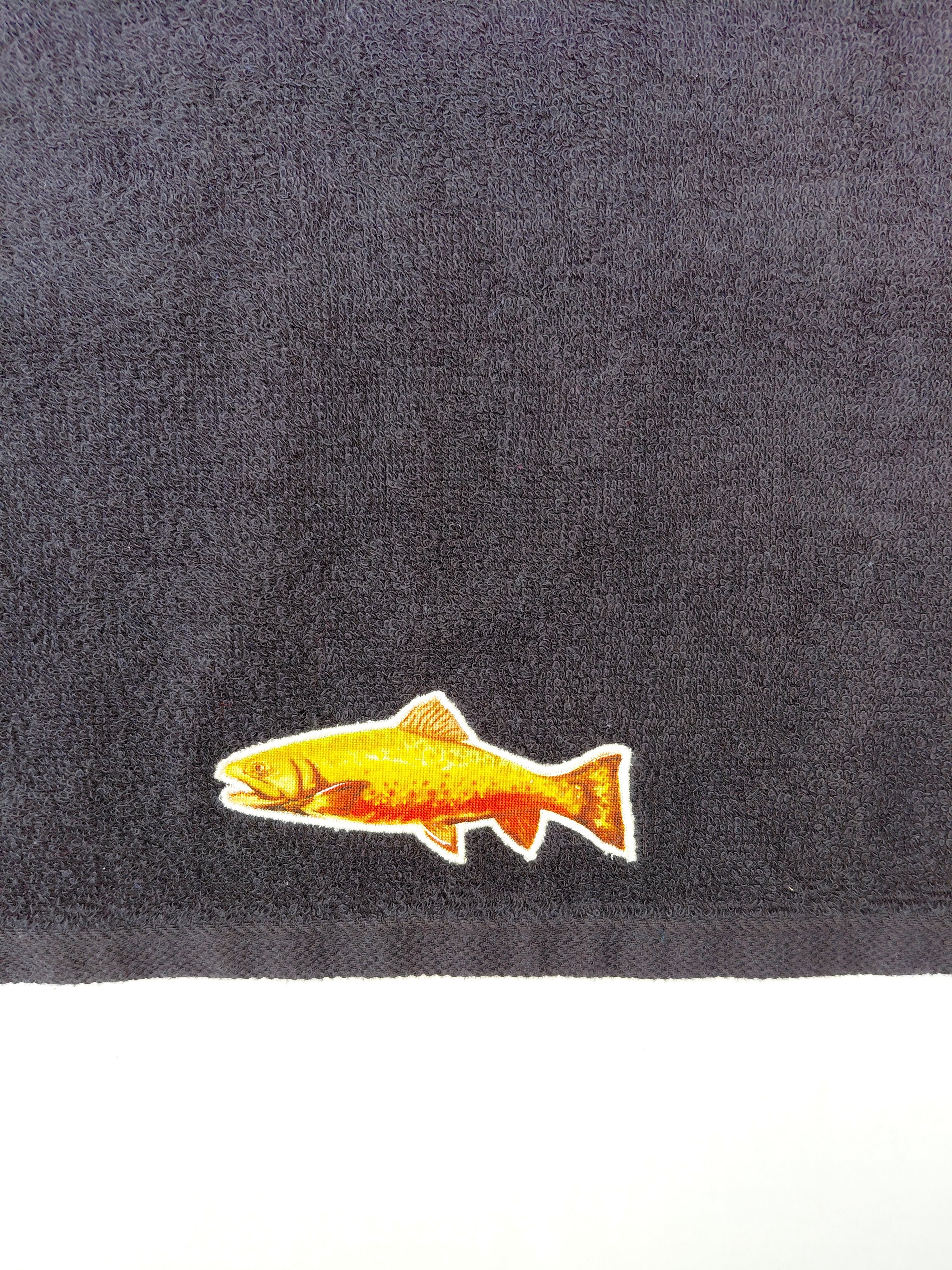 Fishing Gift for Dad – Handcrafted Black Hand Towel, Unique Gift for Fishermen, Handmade Bath Accessory