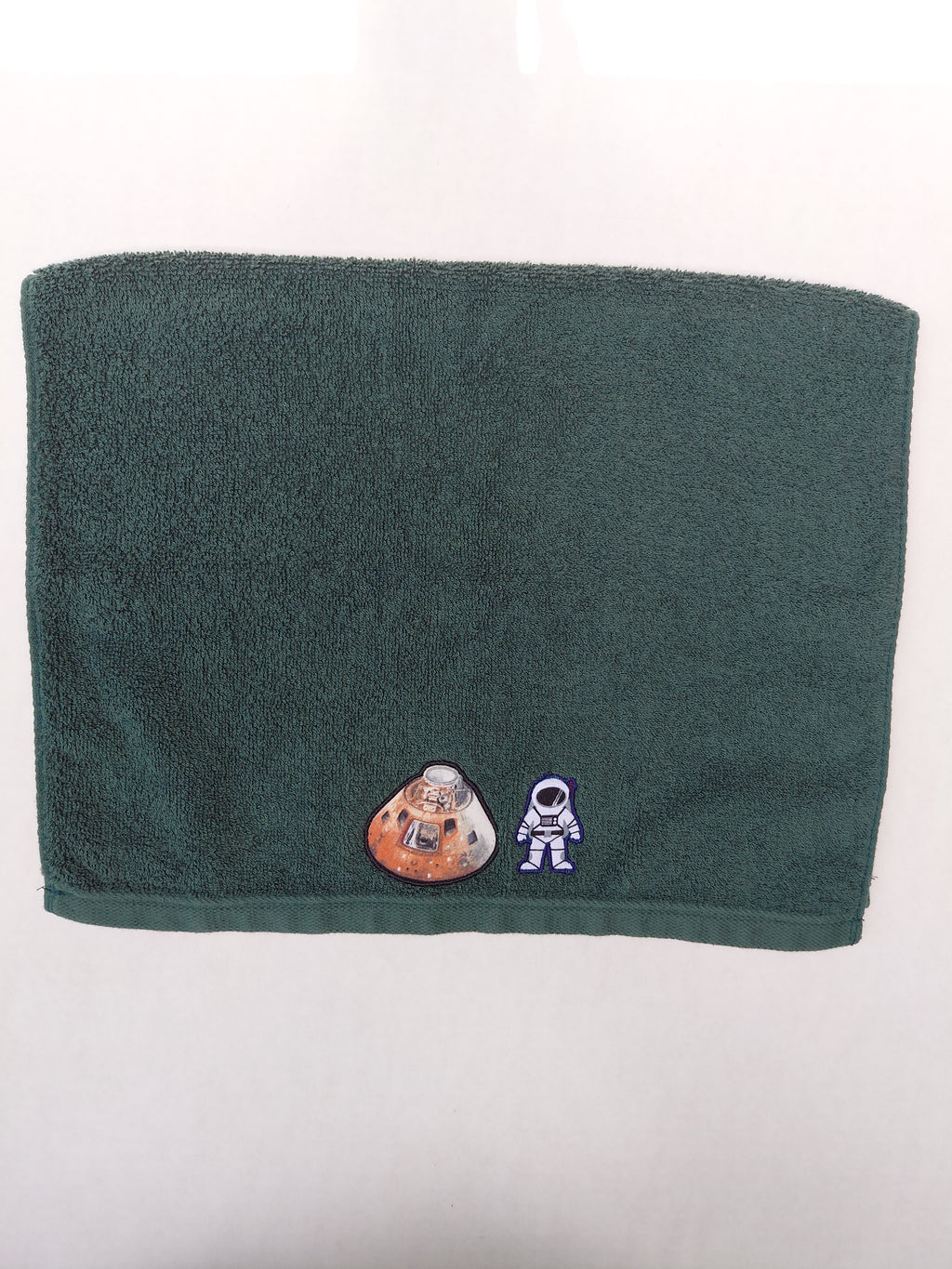 Space Gift for Kids – Handcrafted Dark Forest Green Hand Towel, Unique Birthday Gift, Handmade Astronaut Bath Accessory