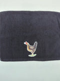 Chicken Gift for Farmers – Handcrafted Black Hand Towel, Unique Farmhouse Gift, Handmade Bath Accessory