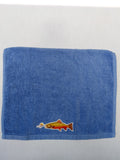 Fishing Gift for Dad – Handcrafted Sky Blue Hand Towel, Unique Gift for Fishermen, Handmade Bath Accessory