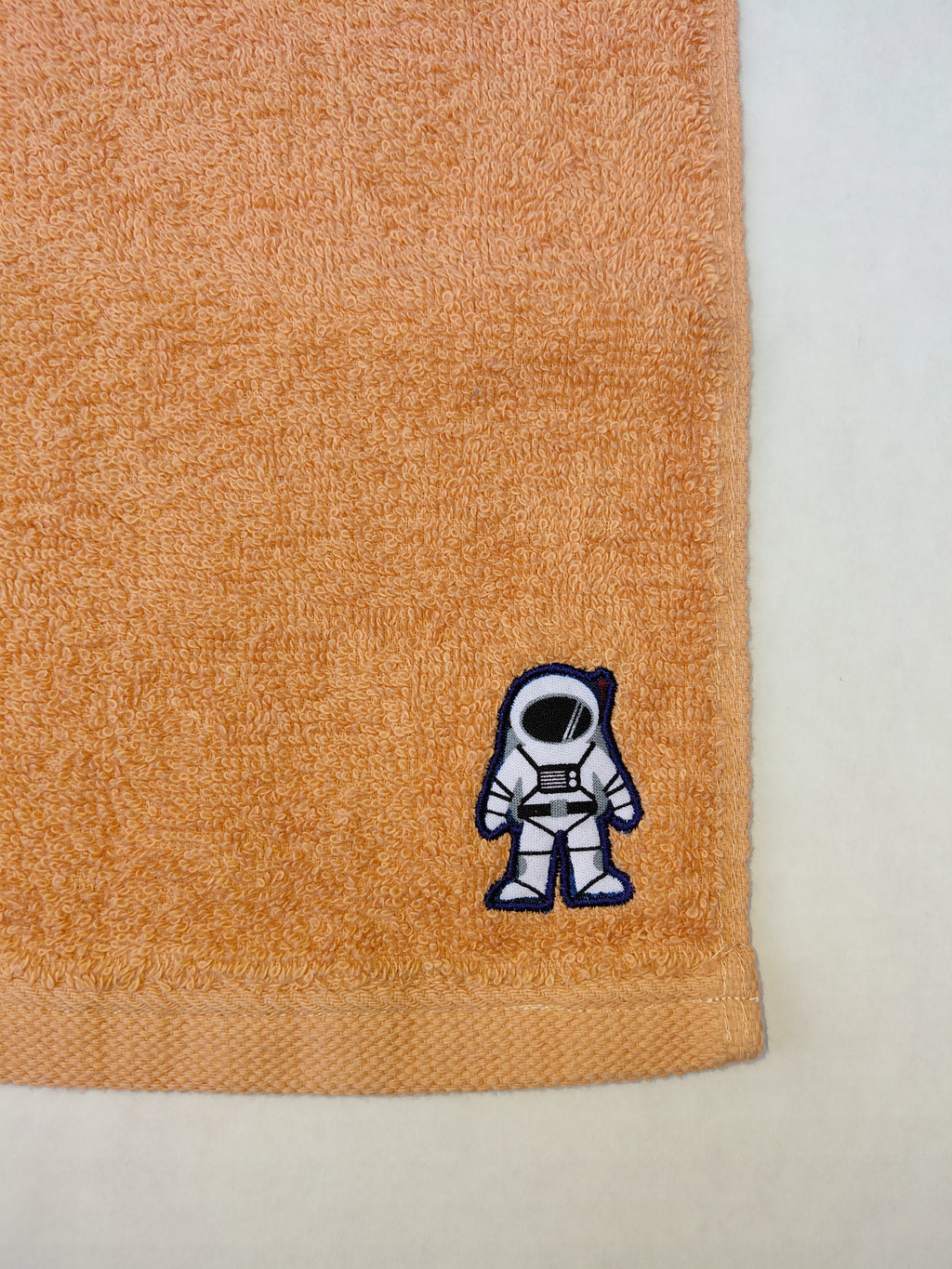 Space Gift for Kids – Handcrafted Burnt Orange Washcloth, Unique Birthday Gift for Boys, Handmade Astronaut Bath Accessory
