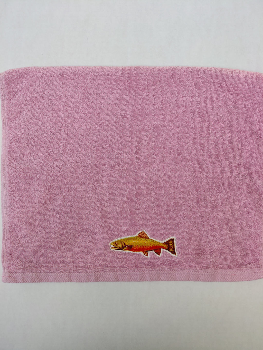 Fishing Gift for Women – Handcrafted Rose Pink Hand Towel, Unique Gift for Fisherwomen, Handmade Bath Accessory