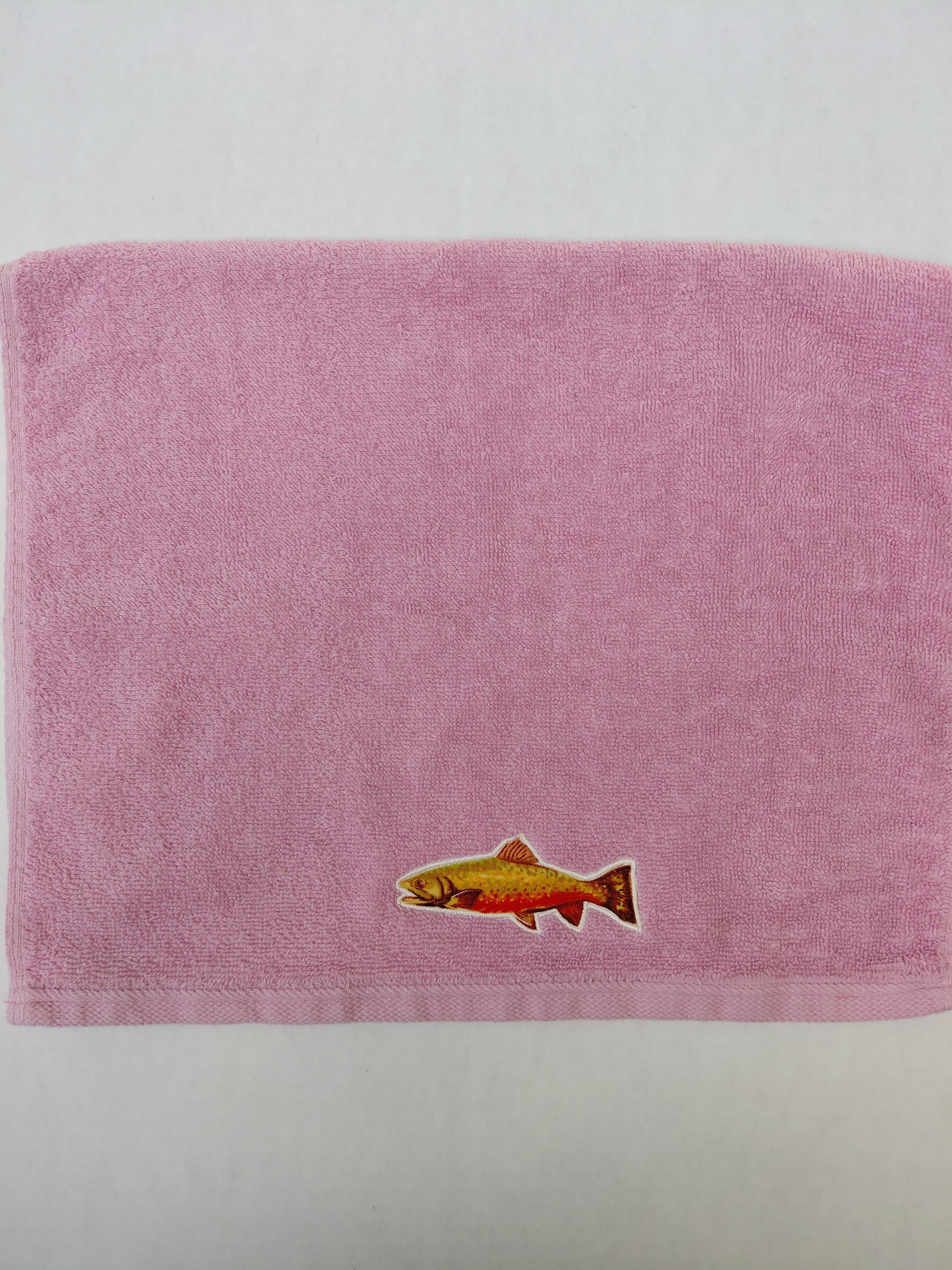Fishing Gift for Women – Handcrafted Rose Pink Hand Towel, Unique Gift for Fisherwomen, Handmade Bath Accessory