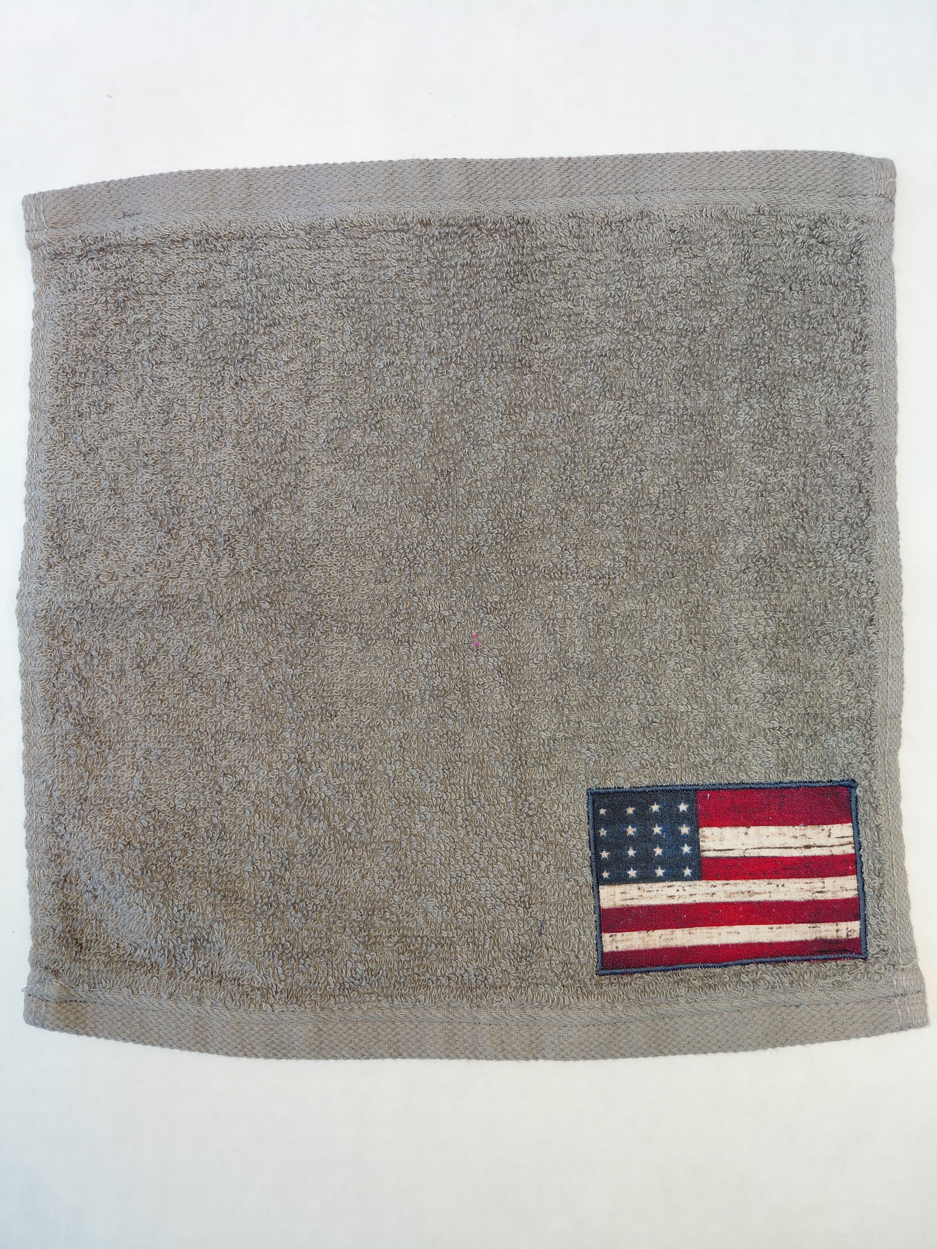 American Flag Washcloth – Handcrafted Stormy Sky Gray Bath Cloth | Patriotic Gift, Unique Handmade Bath Accessory