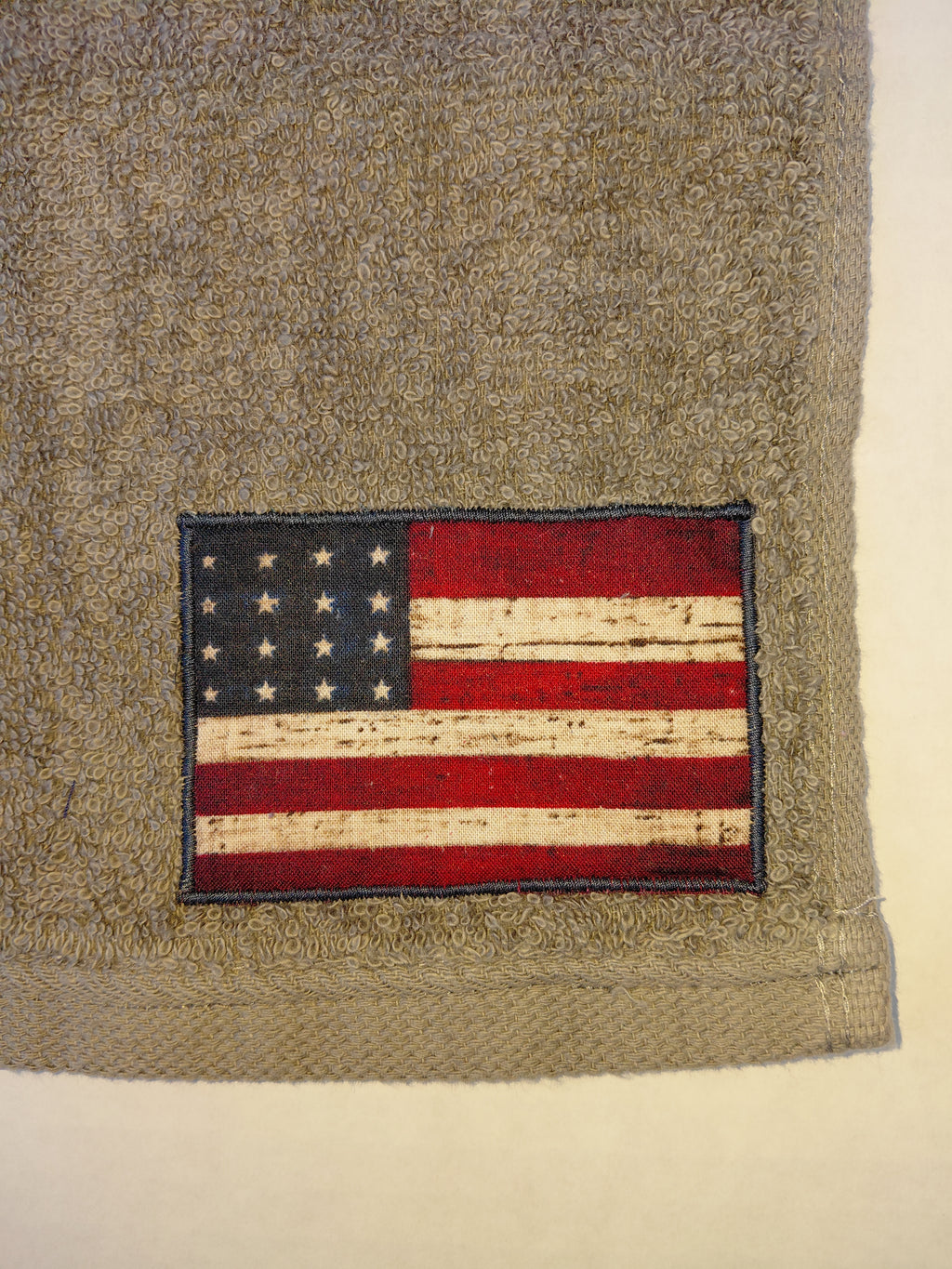 American Flag Washcloth – Handcrafted Stormy Sky Gray Bath Cloth | Patriotic Gift, Unique Handmade Bath Accessory