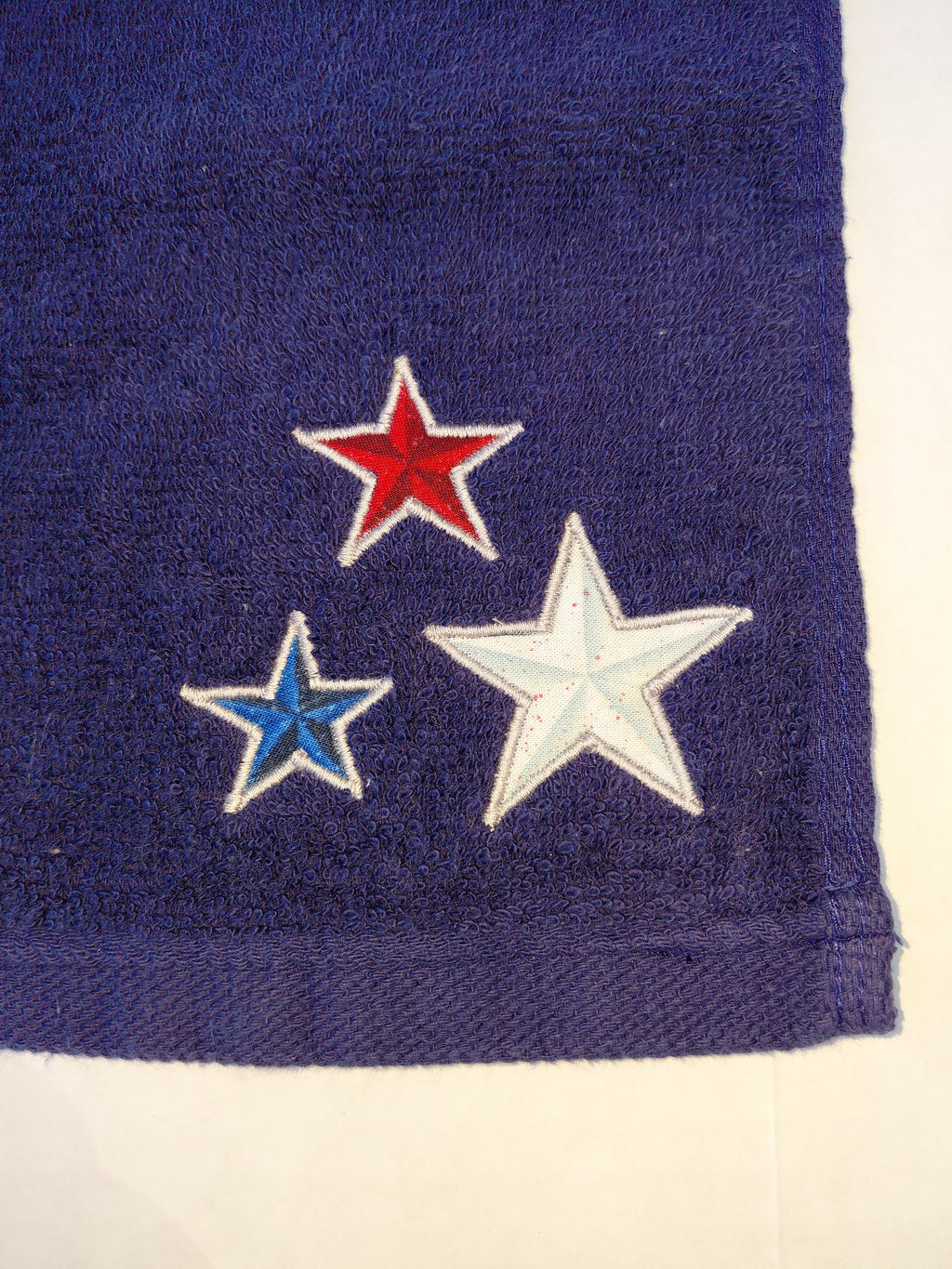 Patriotic Stars Washcloth – Handcrafted Dark Blue Bath Cloth | American Pride Gift, Unique Handmade Bath Accessory