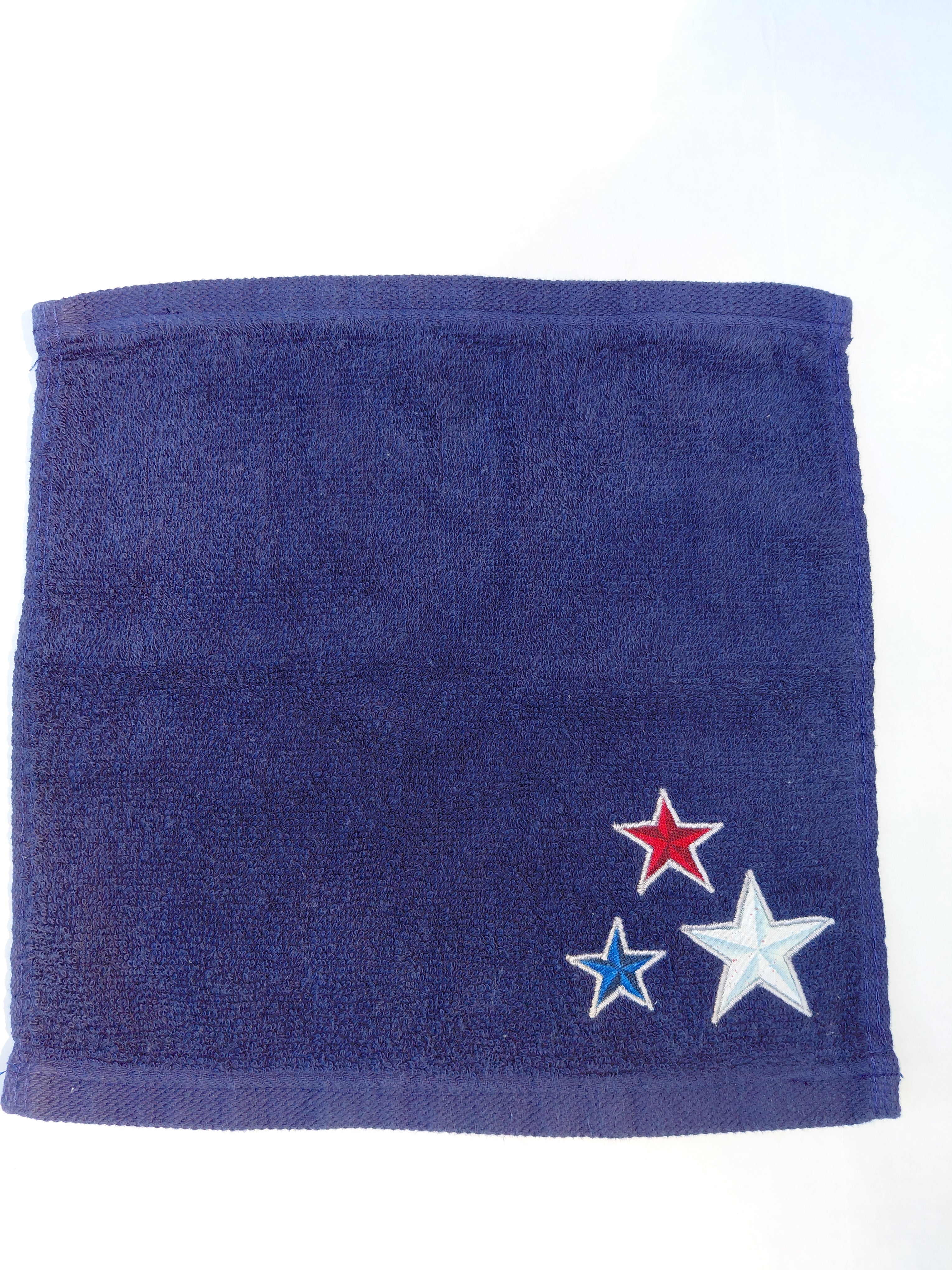 Patriotic Stars Washcloth – Handcrafted Dark Blue Bath Cloth | American Pride Gift, Unique Handmade Bath Accessory