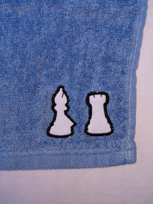 Chess Pieces Washcloth – Handcrafted Sky Blue Bath Cloth | Chess Gift, Unique Handmade Bath Accessory