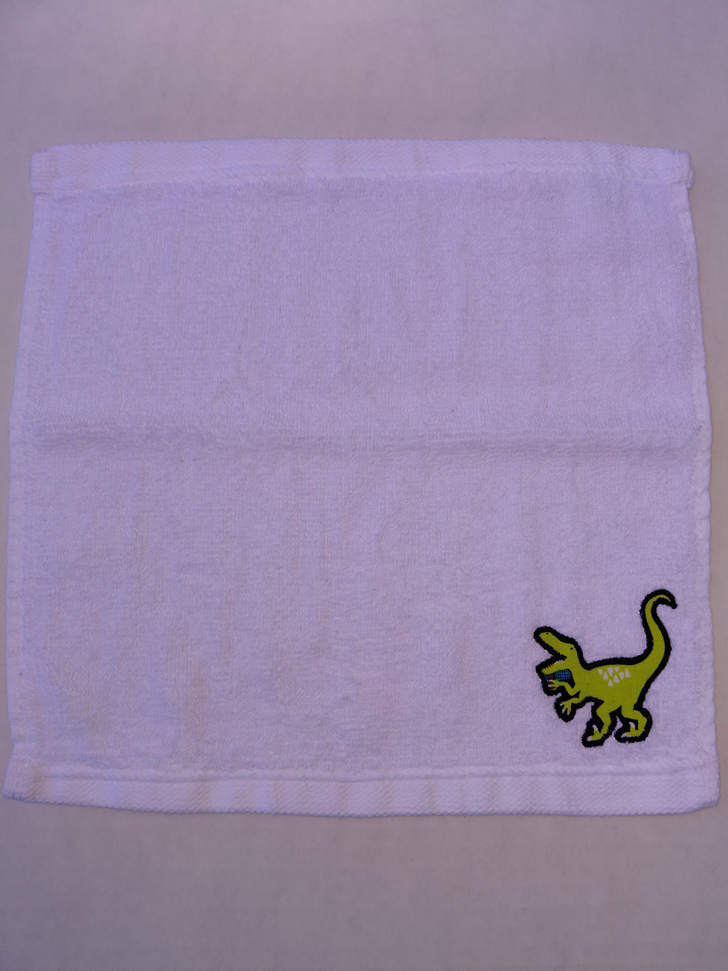 Dinosaur Washcloth – Handcrafted Snow White Bath Cloth | Kids Gift, Unique Handmade Bath Accessory