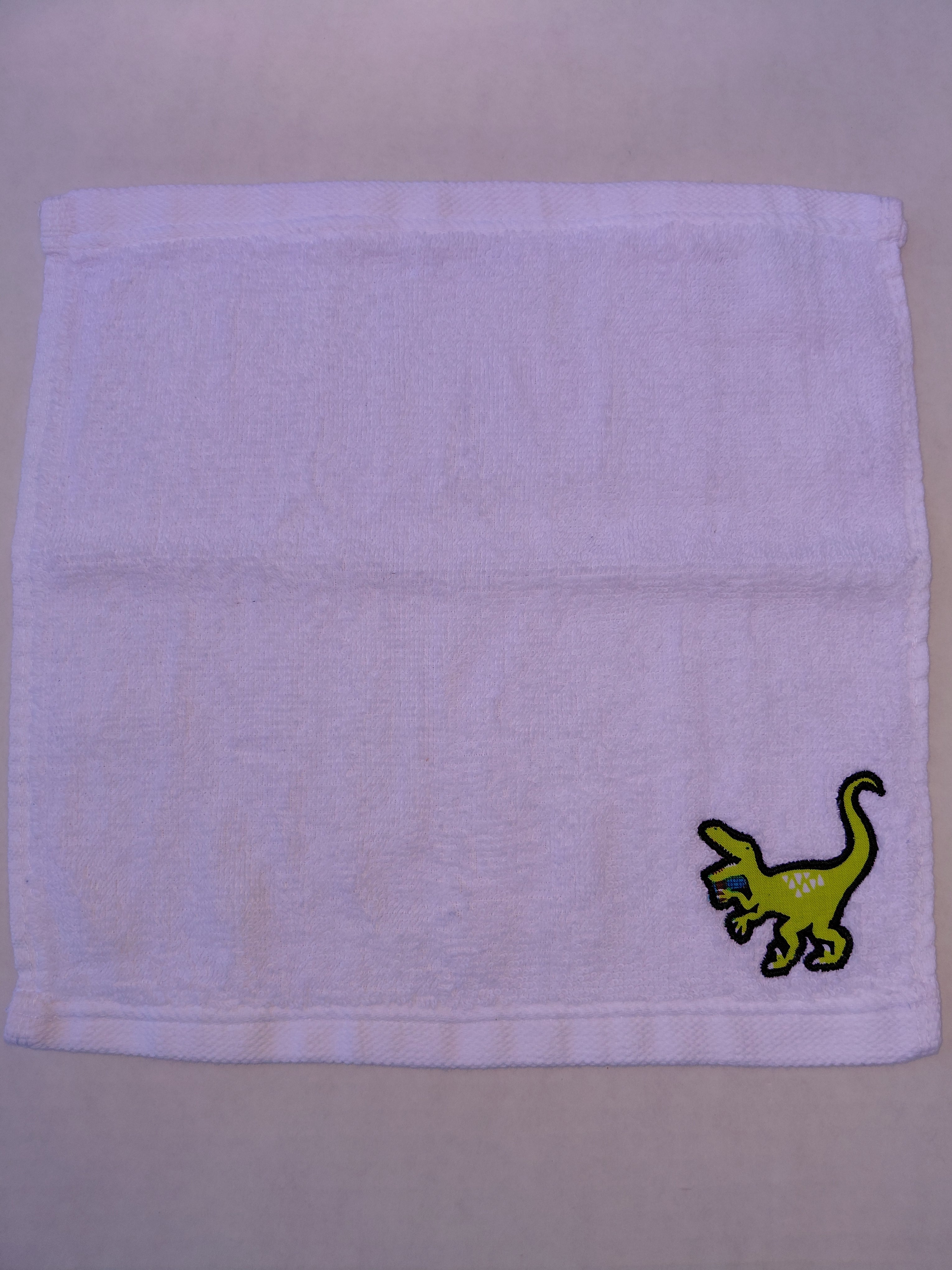 Dinosaur Washcloth – Handcrafted Snow White Bath Cloth | Kids Gift, Unique Handmade Bath Accessory