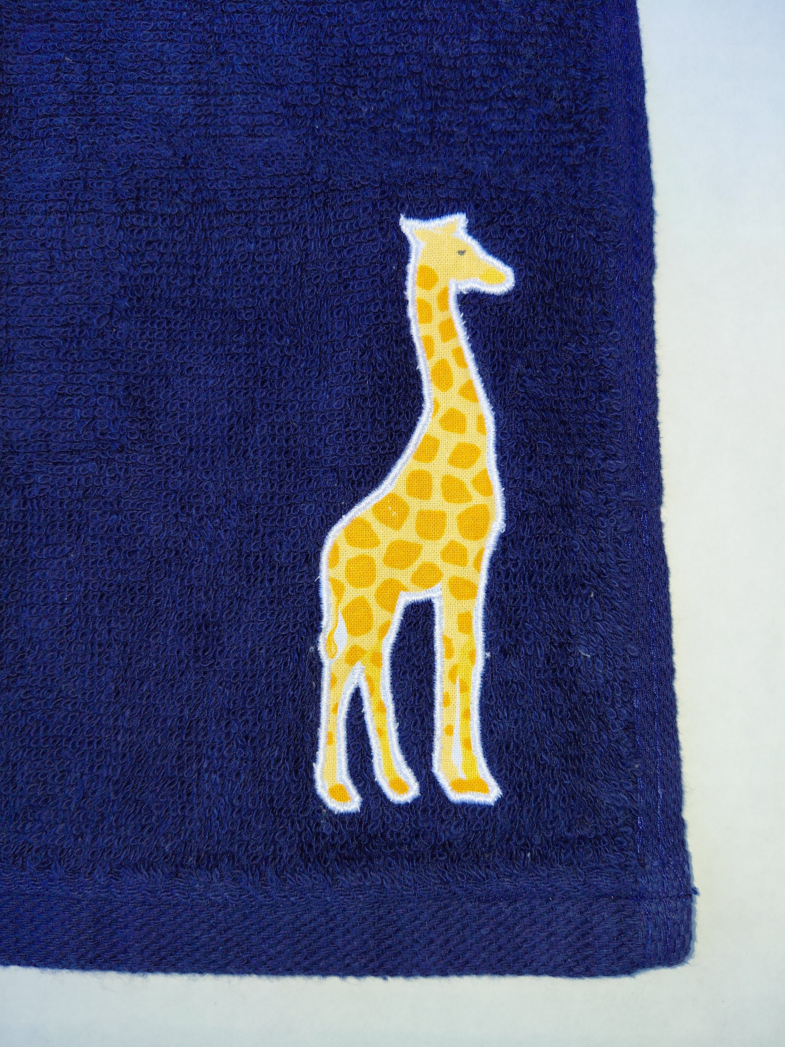 Giraffe Washcloth – Handcrafted Dark Blue Bath Cloth | Kids Animal Gift, Unique Handmade Bath Accessory