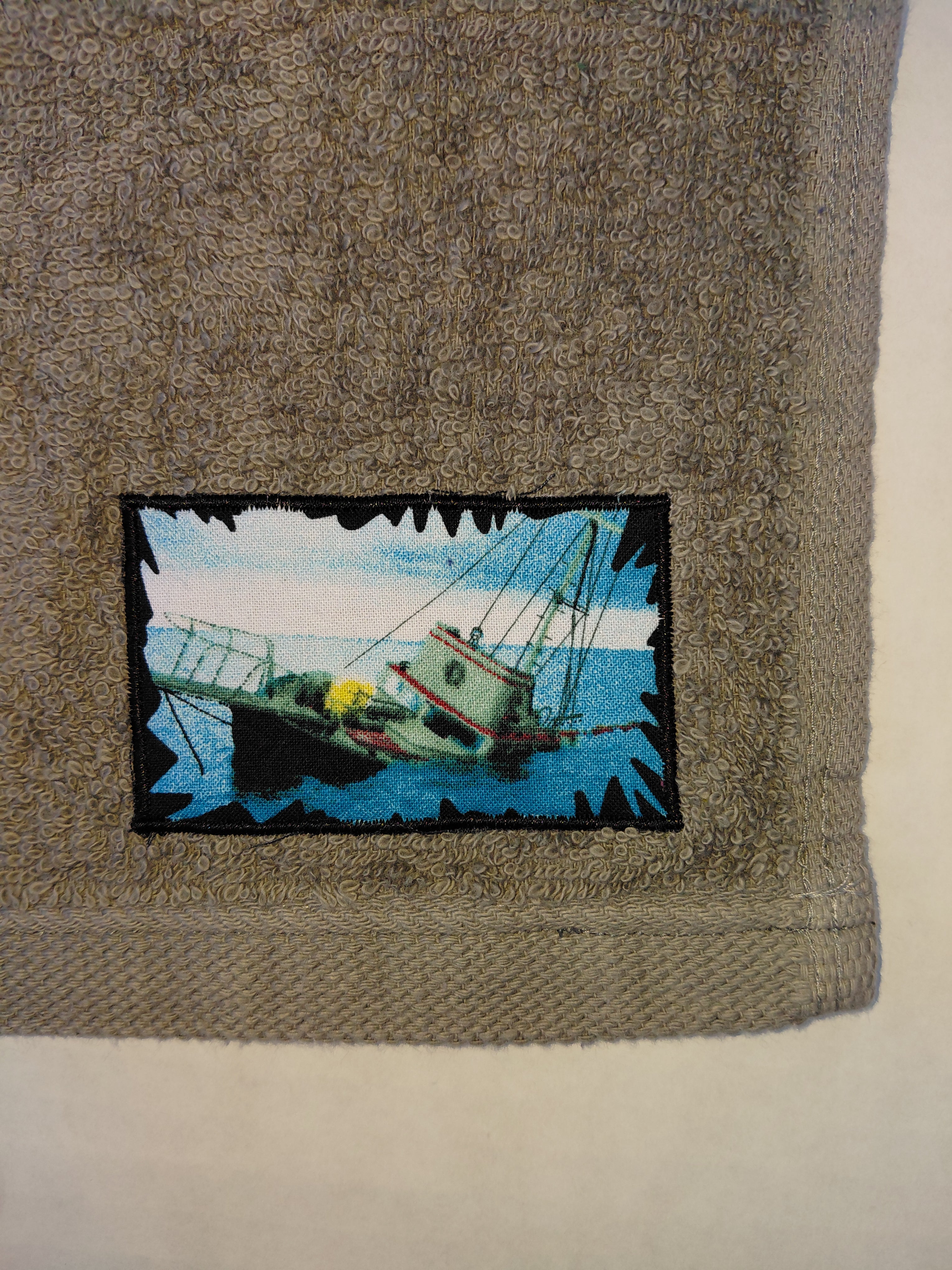 Sinking Boat Washcloth – Handcrafted Stormy Sky Gray Bath Cloth | Nautical Gift, Unique Handmade Bath Accessory
