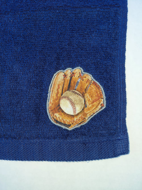 Baseball Glove Washcloth – Handcrafted Dark Blue Bath Cloth | Baseball Gift, Unique Handmade Bath Accessory