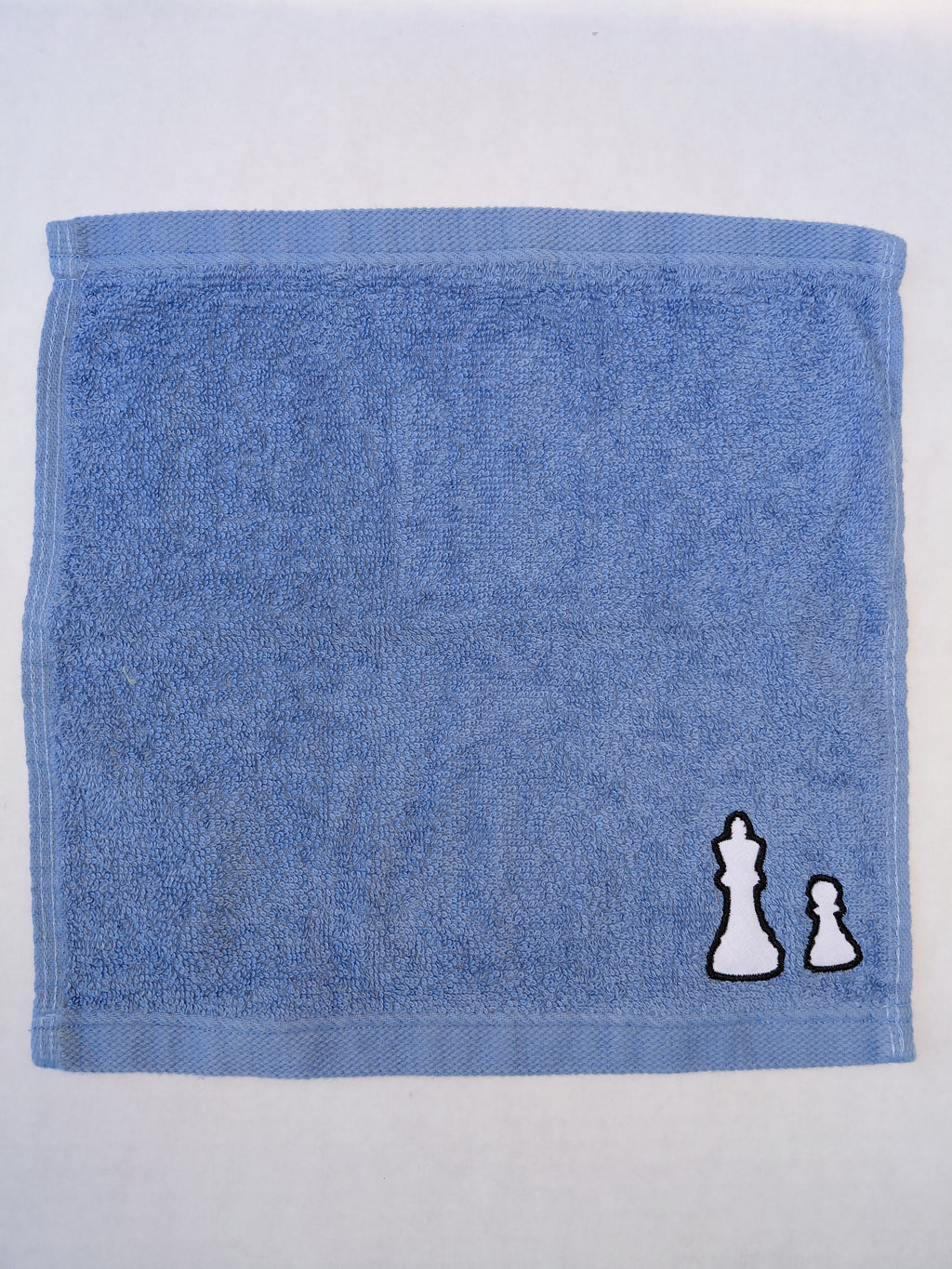 Chess Queen & Pawn Washcloth – Handcrafted Sky Blue Bath Cloth | Chess Gift, Unique Handmade Bath Accessory
