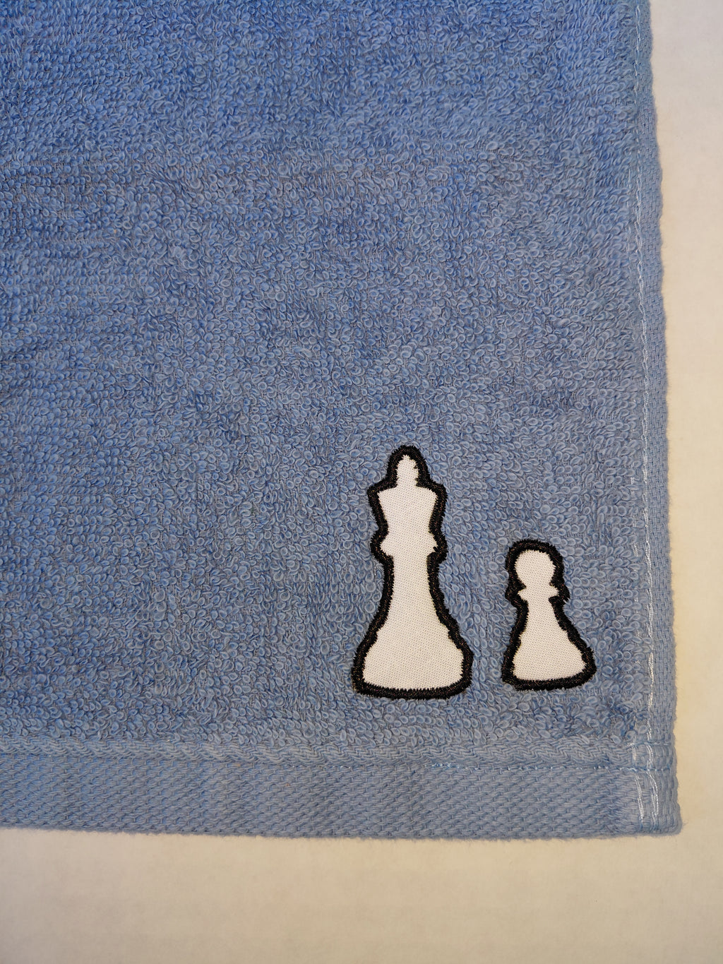 Chess Queen & Pawn Washcloth – Handcrafted Sky Blue Bath Cloth | Chess Gift, Unique Handmade Bath Accessory
