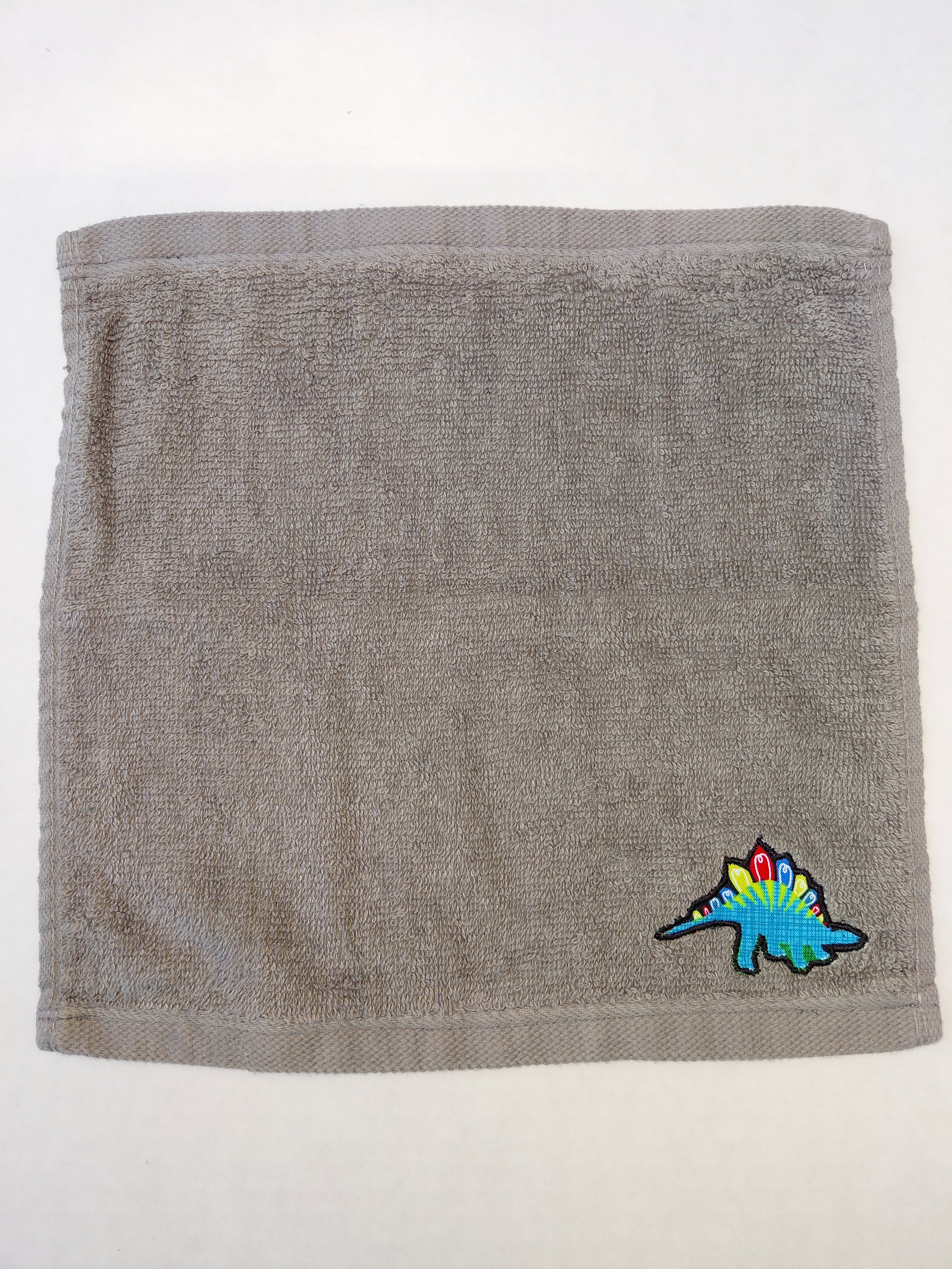 Dinosaur Washcloth – Handcrafted Stormy Sky Gray Bath Cloth | Kids Gift, Unique Handmade Bath Accessory