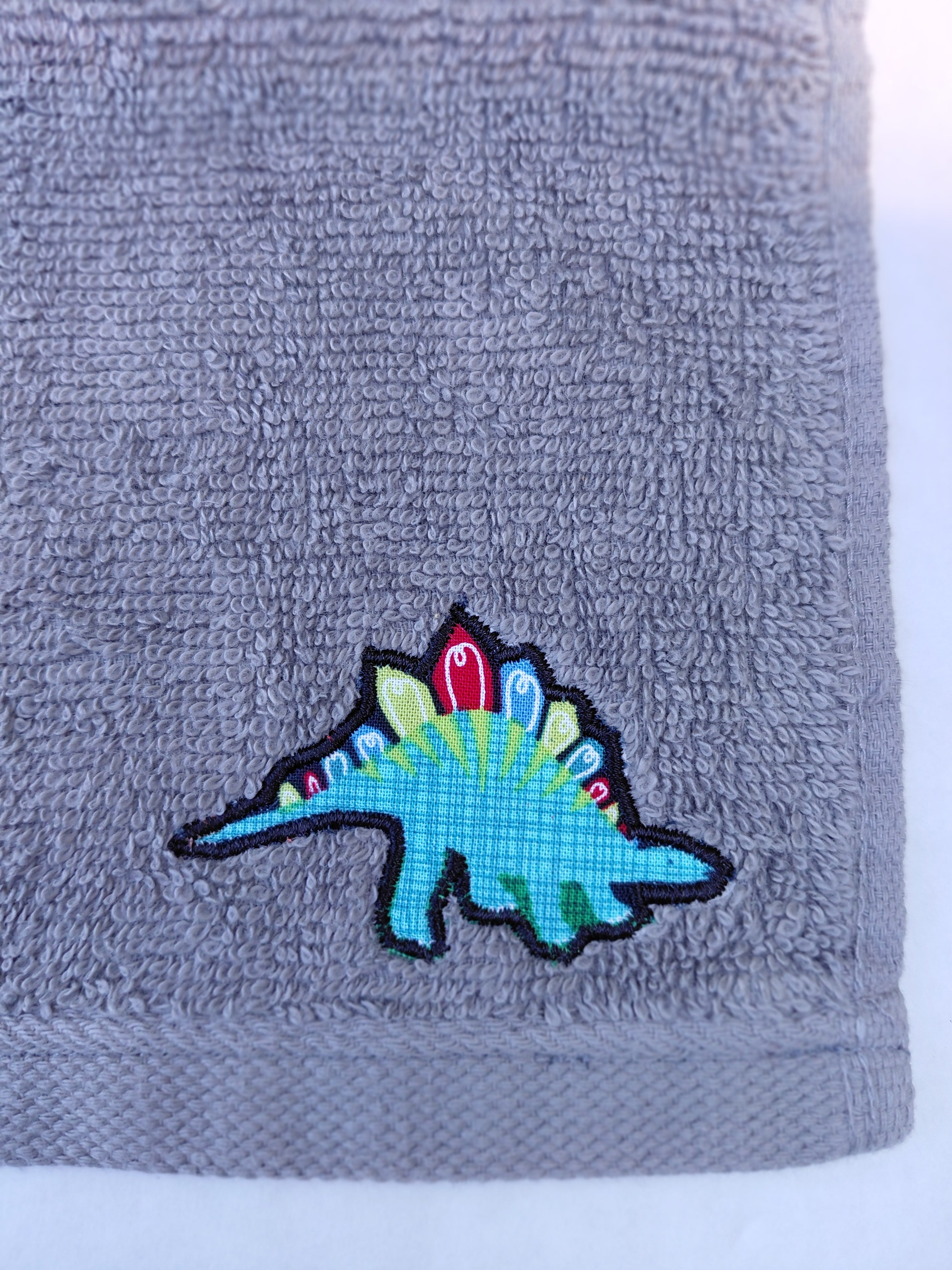 Dinosaur Washcloth – Handcrafted Stormy Sky Gray Bath Cloth | Kids Gift, Unique Handmade Bath Accessory