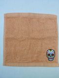 Day of the Dead Skull Washcloth – Handcrafted Burnt Orange Bath Cloth | Unique Gift, Handmade Bath Accessory