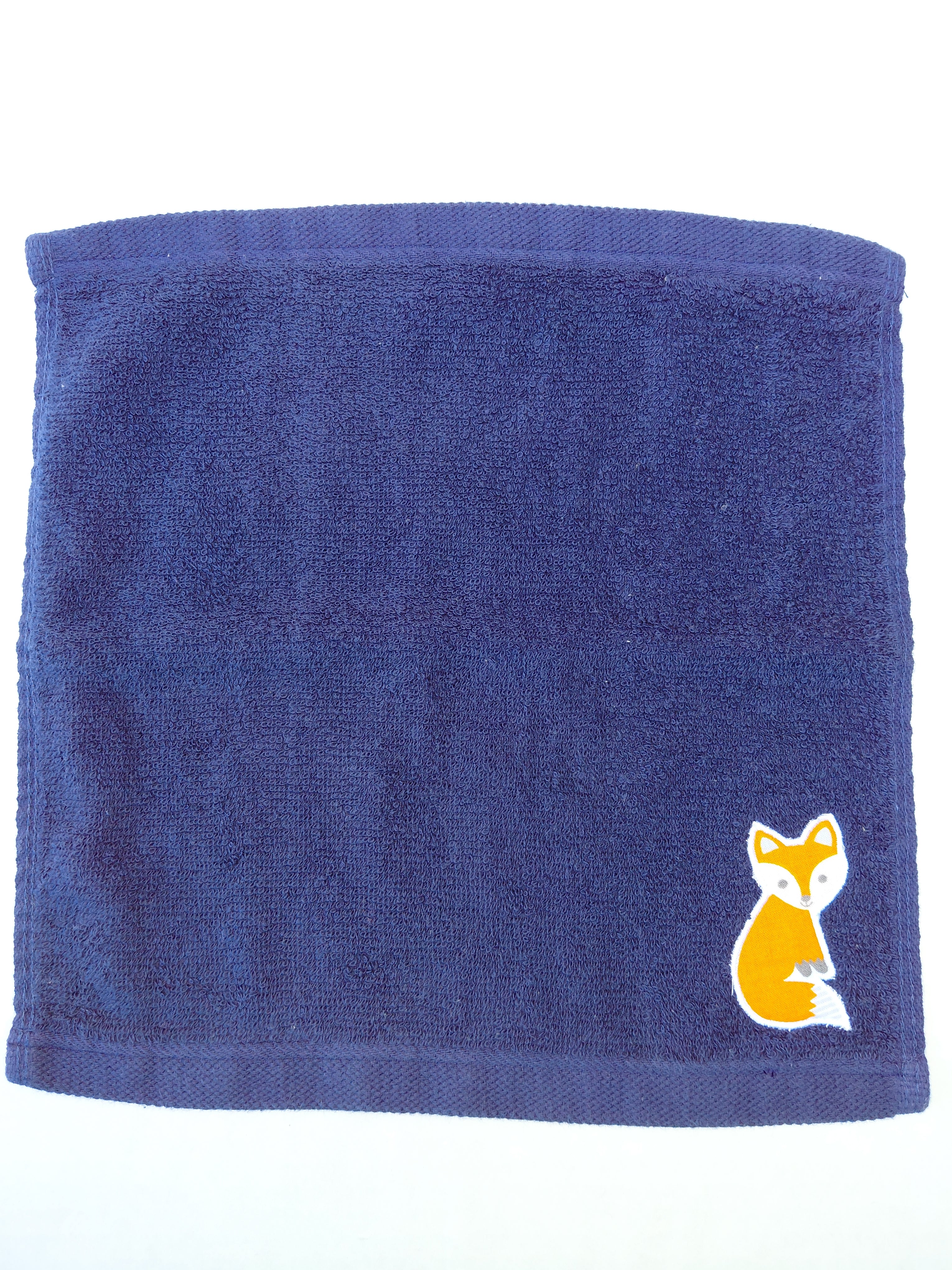 Fox Washcloth – Handcrafted Dark Blue Bath Cloth | Animal Gift, Unique Handmade Bath Accessory