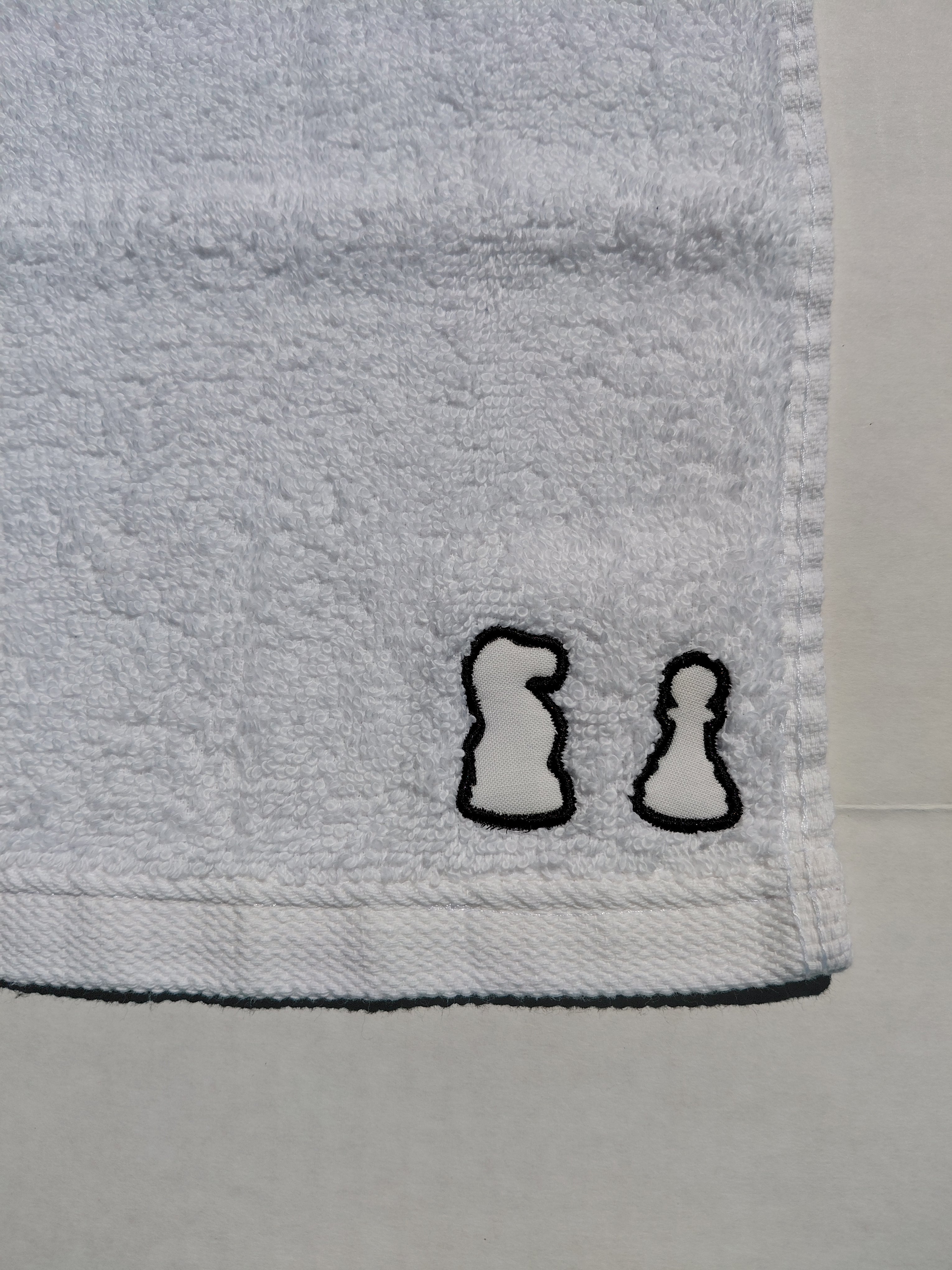 Chess Knight & Pawn Washcloth – Handcrafted Snow White Bath Cloth | Chess Gift, Unique Handmade Bath Accessory
