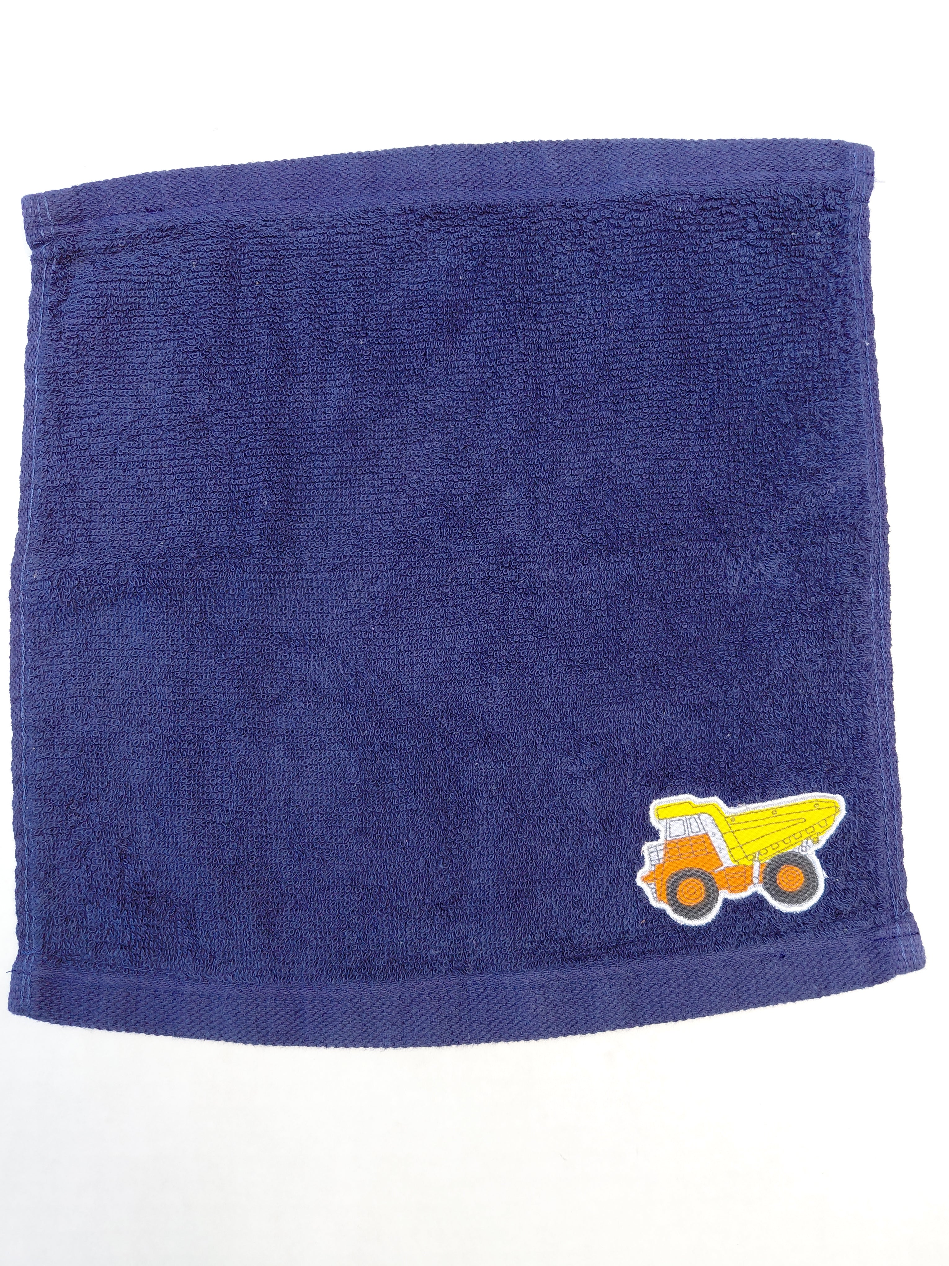 Dump Truck Washcloth – Handcrafted Dark Blue Bath Cloth | Kids Gift, Unique Handmade Bath Accessory