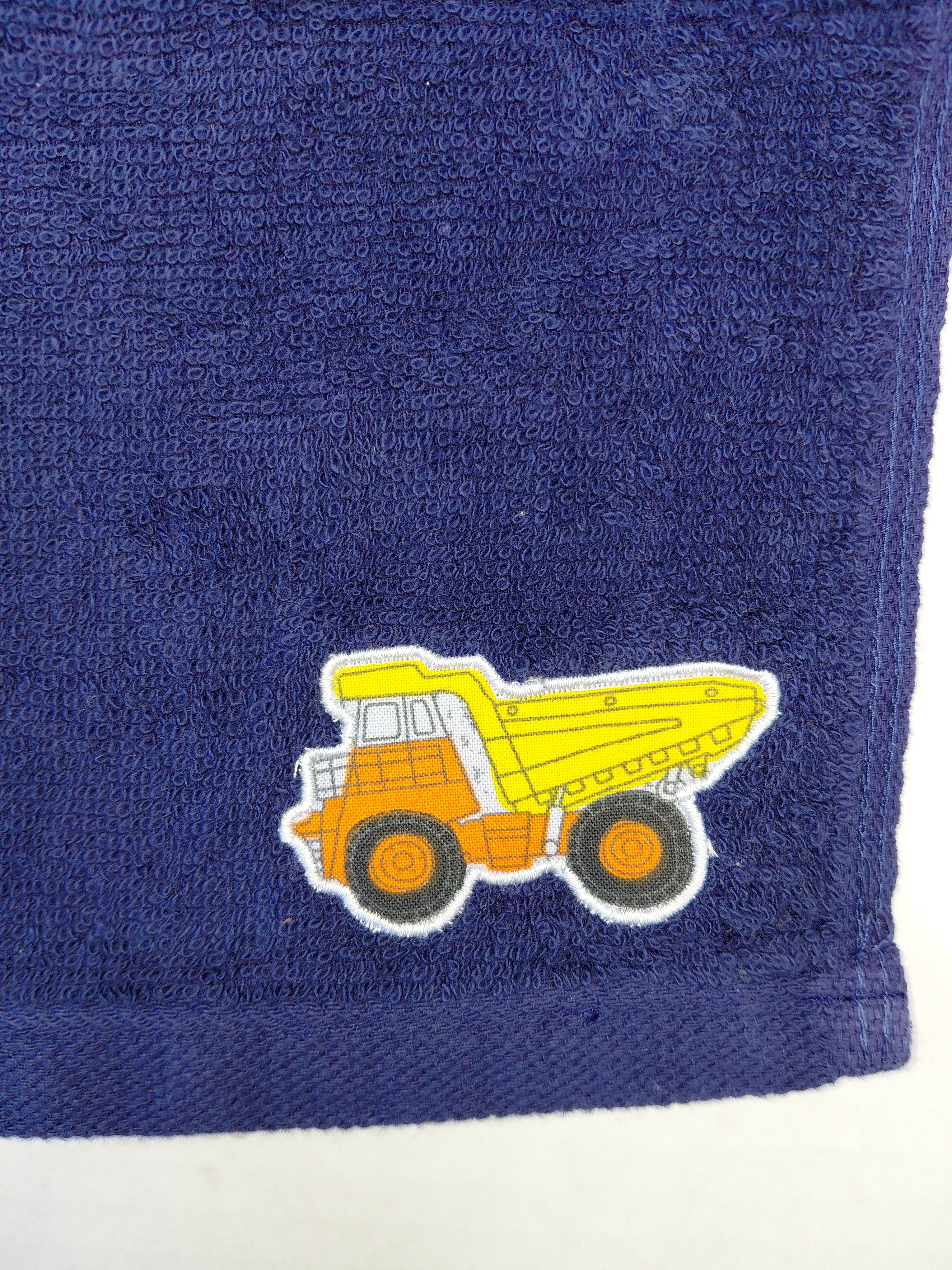 Dump Truck Washcloth – Handcrafted Dark Blue Bath Cloth | Kids Gift, Unique Handmade Bath Accessory