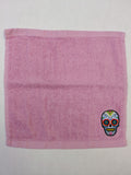 Day of the Dead Skull Washcloth – Handcrafted Rose Pink Bath Cloth | Unique Gift, Handmade Bath Accessory