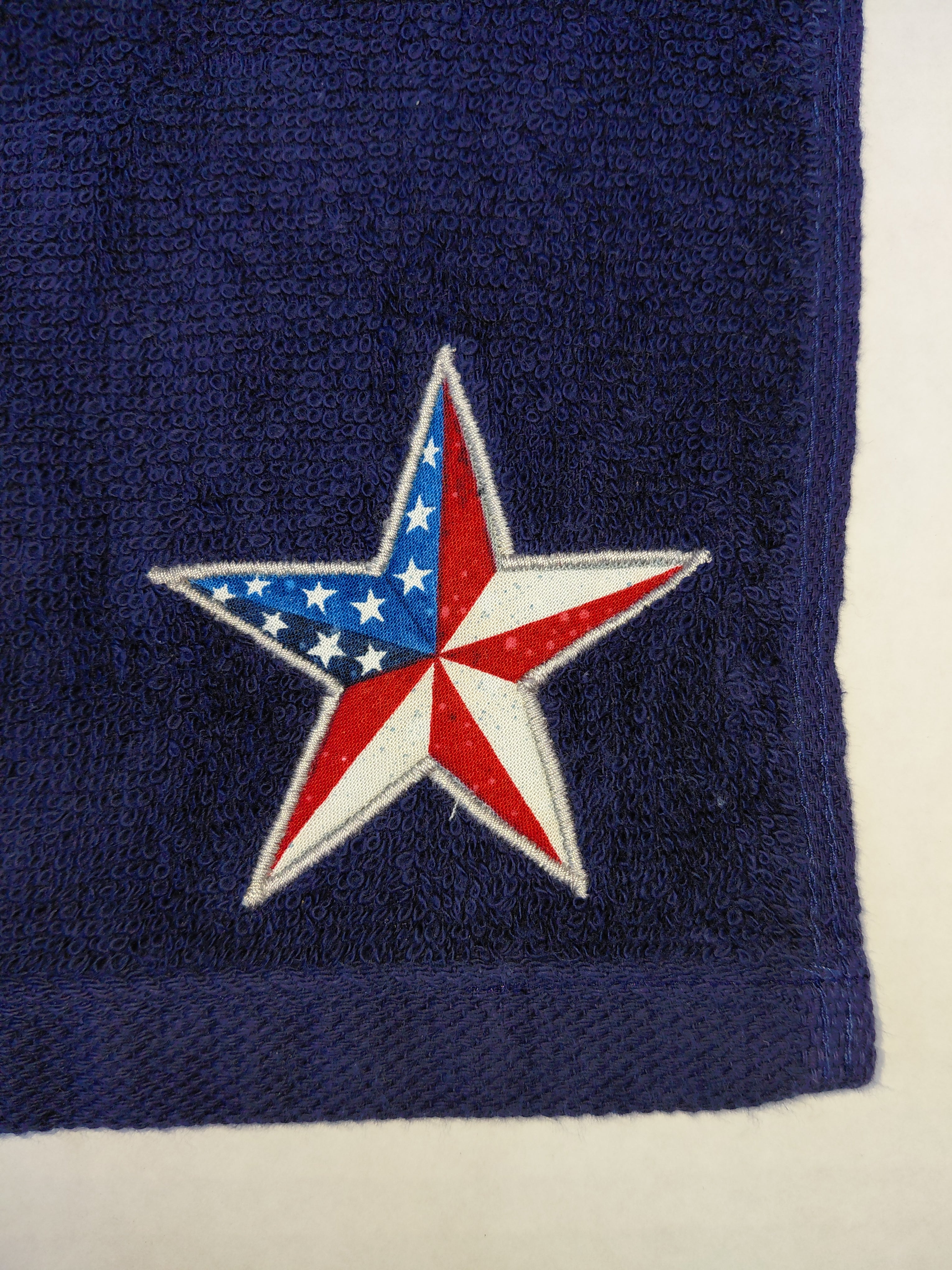 Patriotic Star Washcloth – Handcrafted Dark Blue Bath Cloth | American Pride Gift, Unique Handmade Bath Accessory